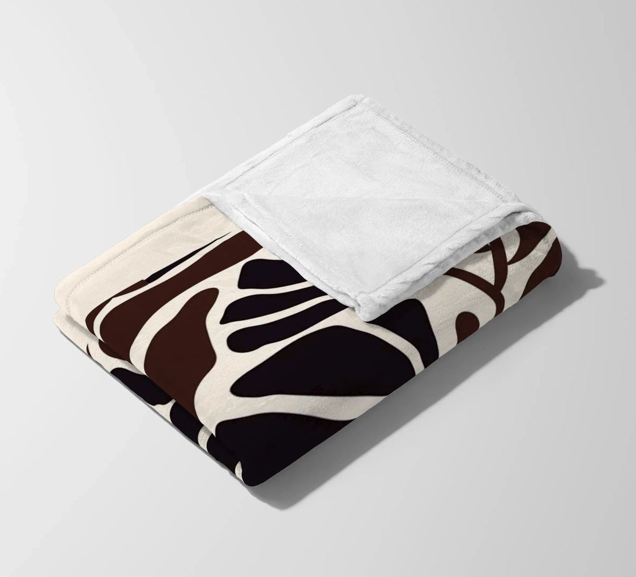 Minimal Flower Print | Black & Brown Elegant Design fleecedeken van PrintCessStudio