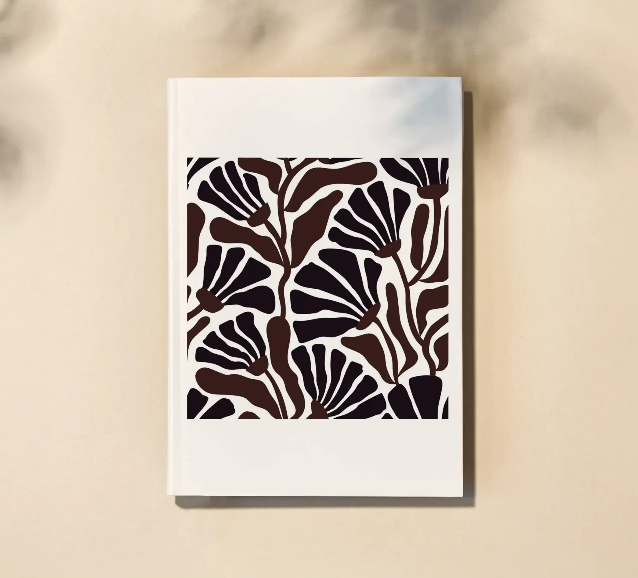 Minimal Flower Print | Black & Brown Elegant Design Notizbuch von PrintCessStudio