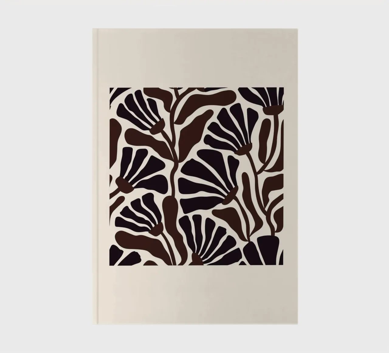 Minimal Flower Print | Black & Brown Elegant Design Notizbuch von PrintCessStudio