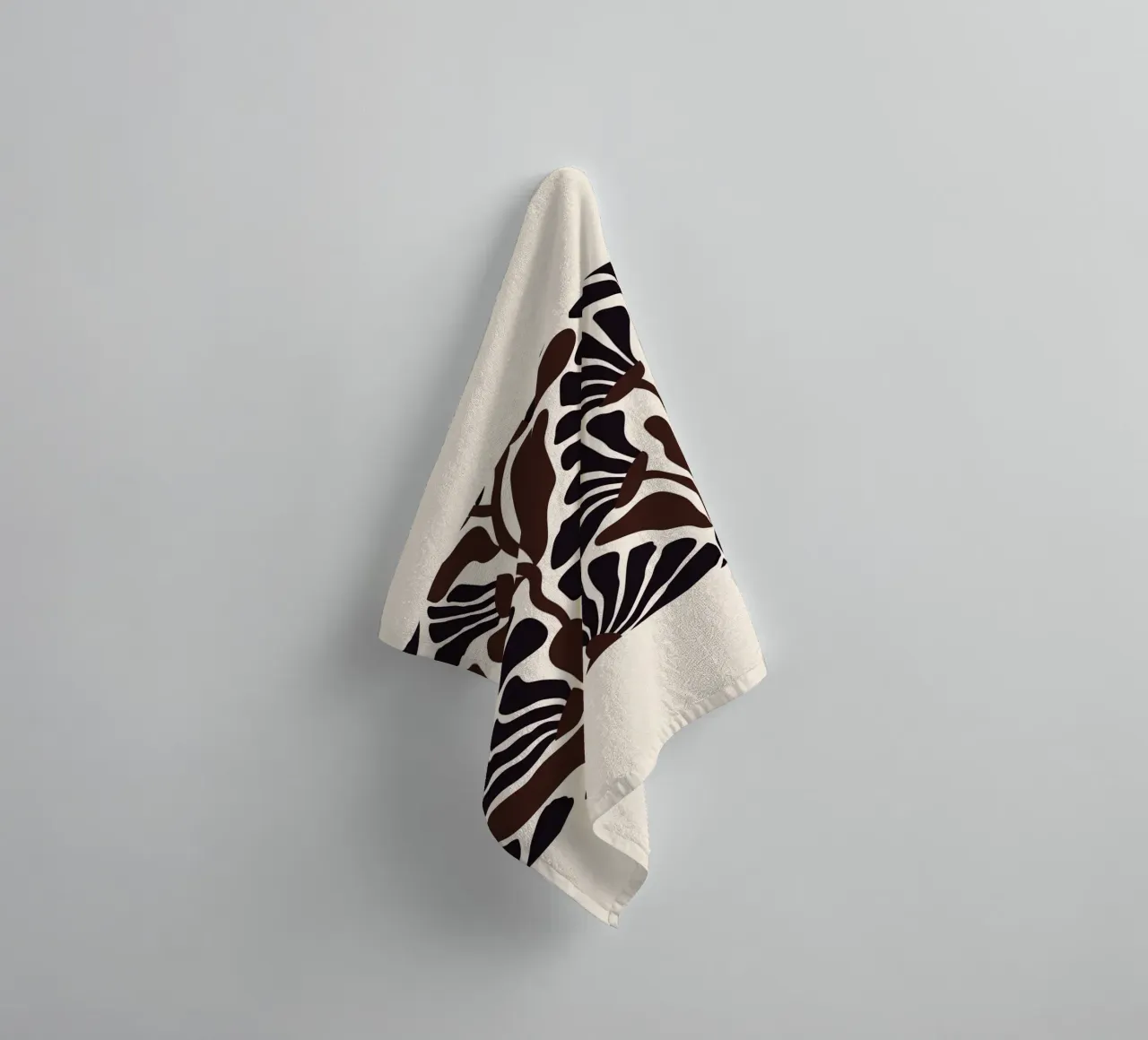 Minimal Flower Print | Black & Brown Elegant Design towel by PrintCessStudio