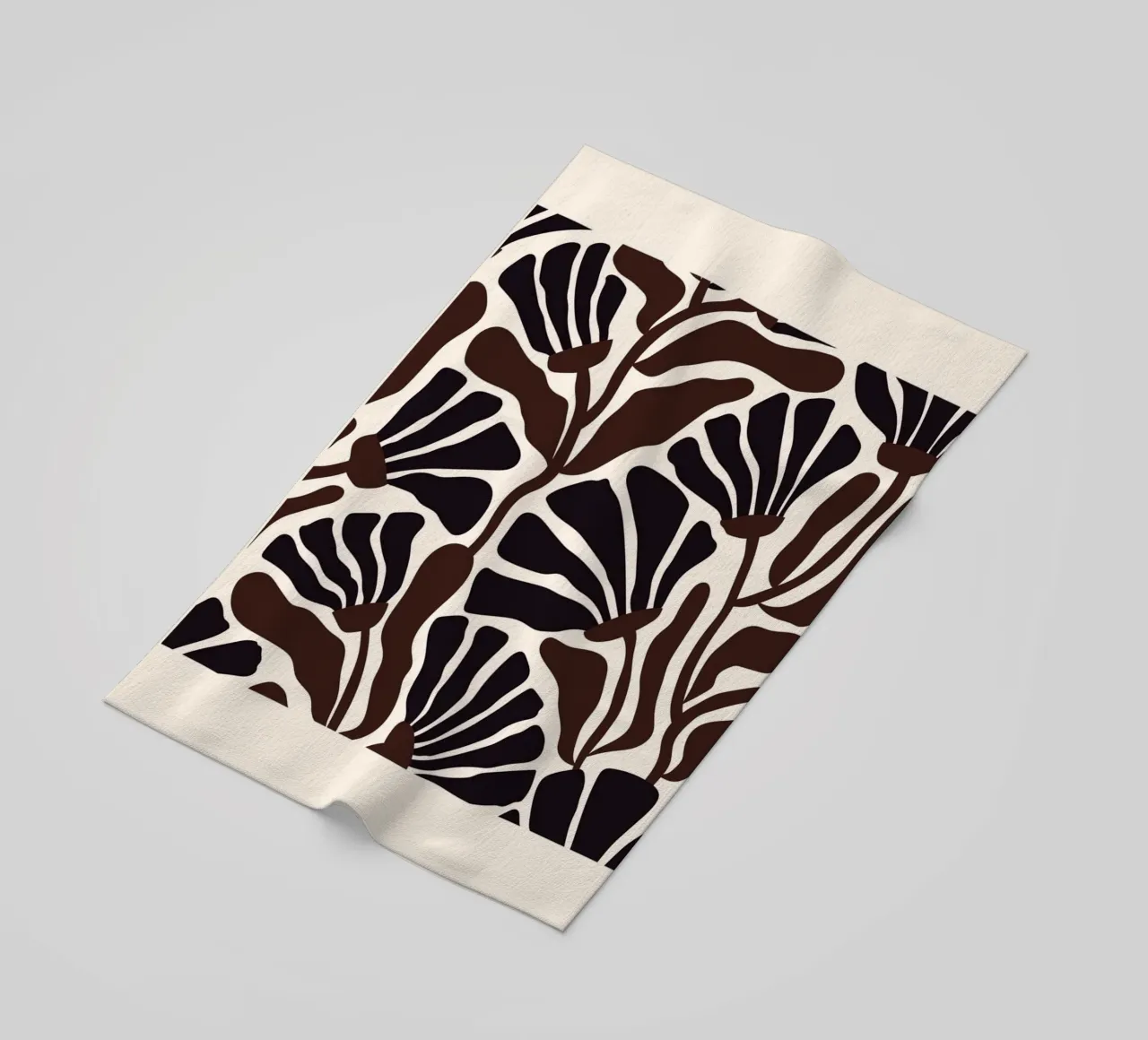 Minimal Flower Print | Black & Brown Elegant Design telo mare da PrintCessStudio