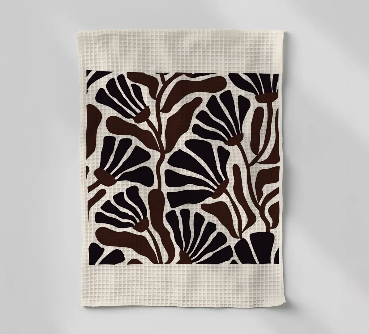 Minimal Flower Print | Black & Brown Elegant Design canovaccio da cucina da PrintCessStudio
