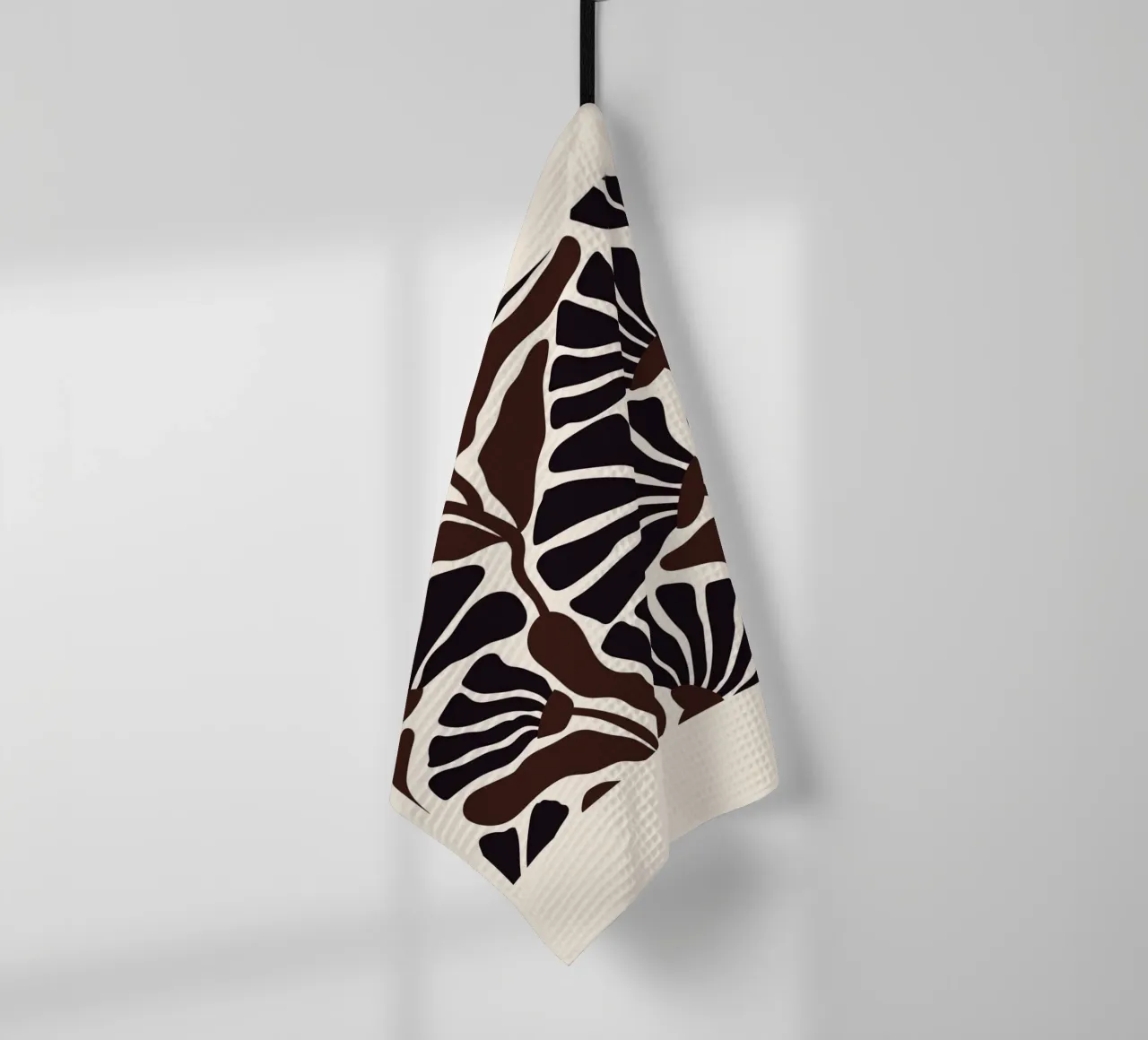 Minimal Flower Print | Black & Brown Elegant Design paño de cocina de PrintCessStudio