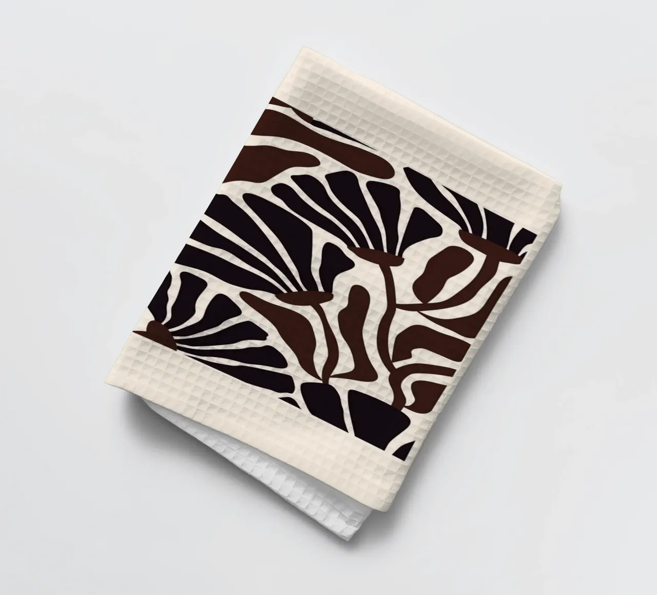 Minimal Flower Print | Black & Brown Elegant Design canovaccio da cucina da PrintCessStudio