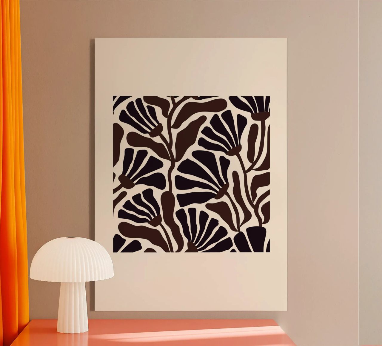 Minimal Flower Print | Black & Brown Elegant Design plexiglass da PrintCessStudio