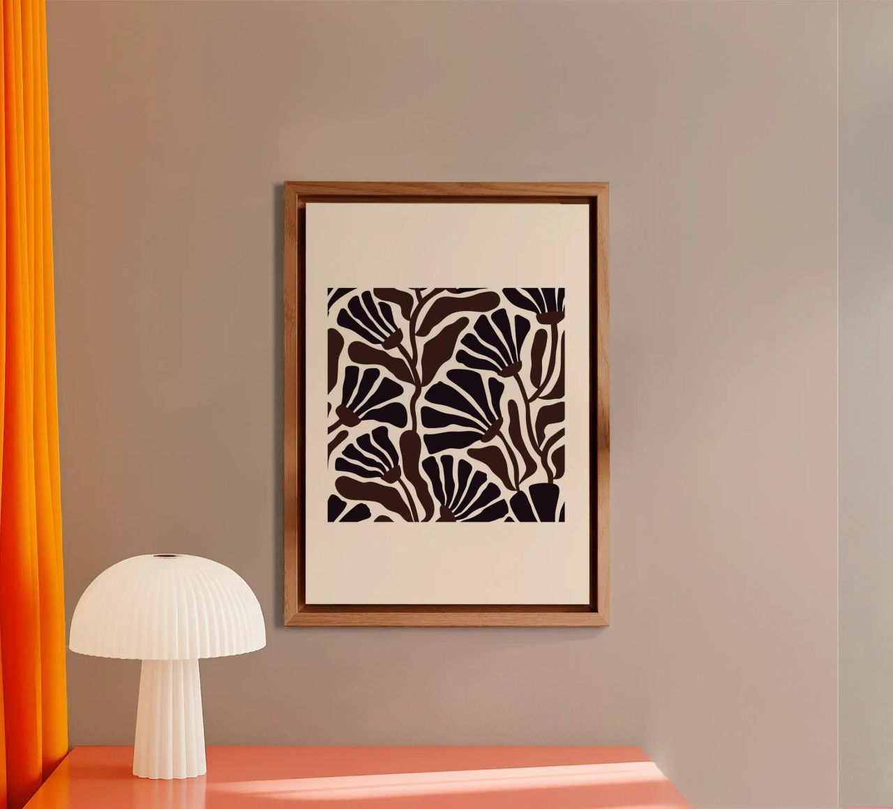 Minimal Flower Print | Black & Brown Elegant Design alluminio dibond da PrintCessStudio