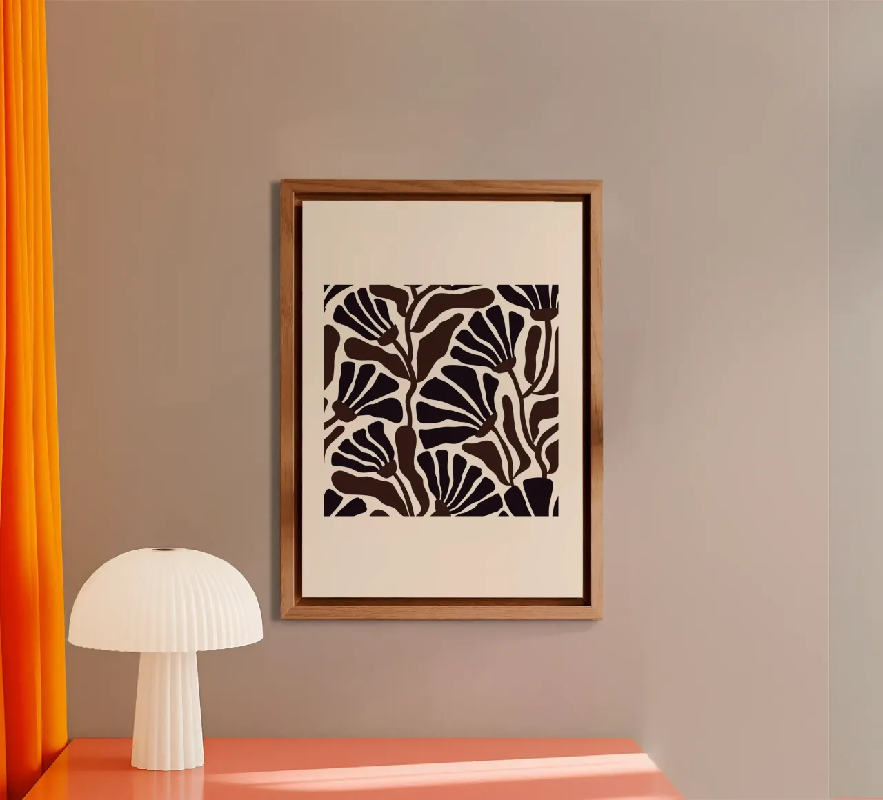 Minimal Flower Print | Black & Brown Elegant Design pannello forex da PrintCessStudio