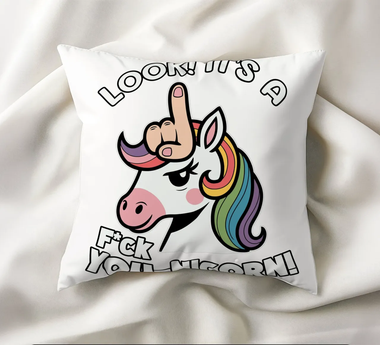Look! it's a f*ck you-unicorn! cuscino da edsonramosart