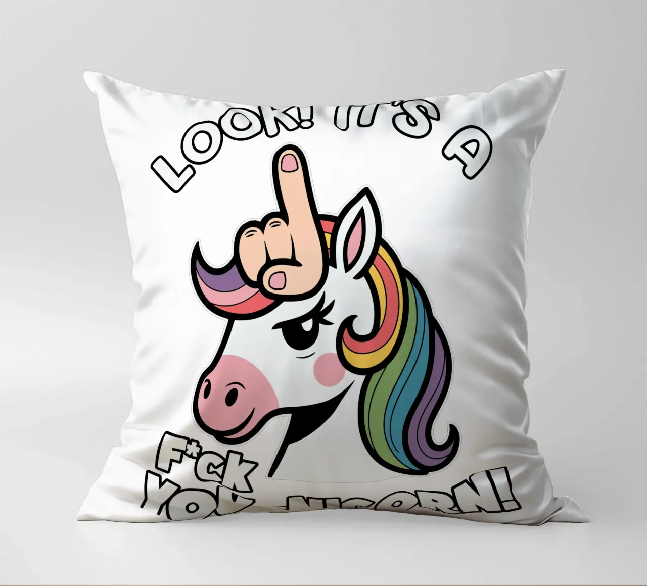 Look! it's a f*ck you-unicorn! cuscino da edsonramosart