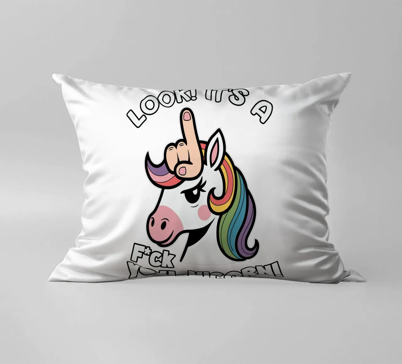 Look! it's a f*ck you-unicorn! cuscino da edsonramosart