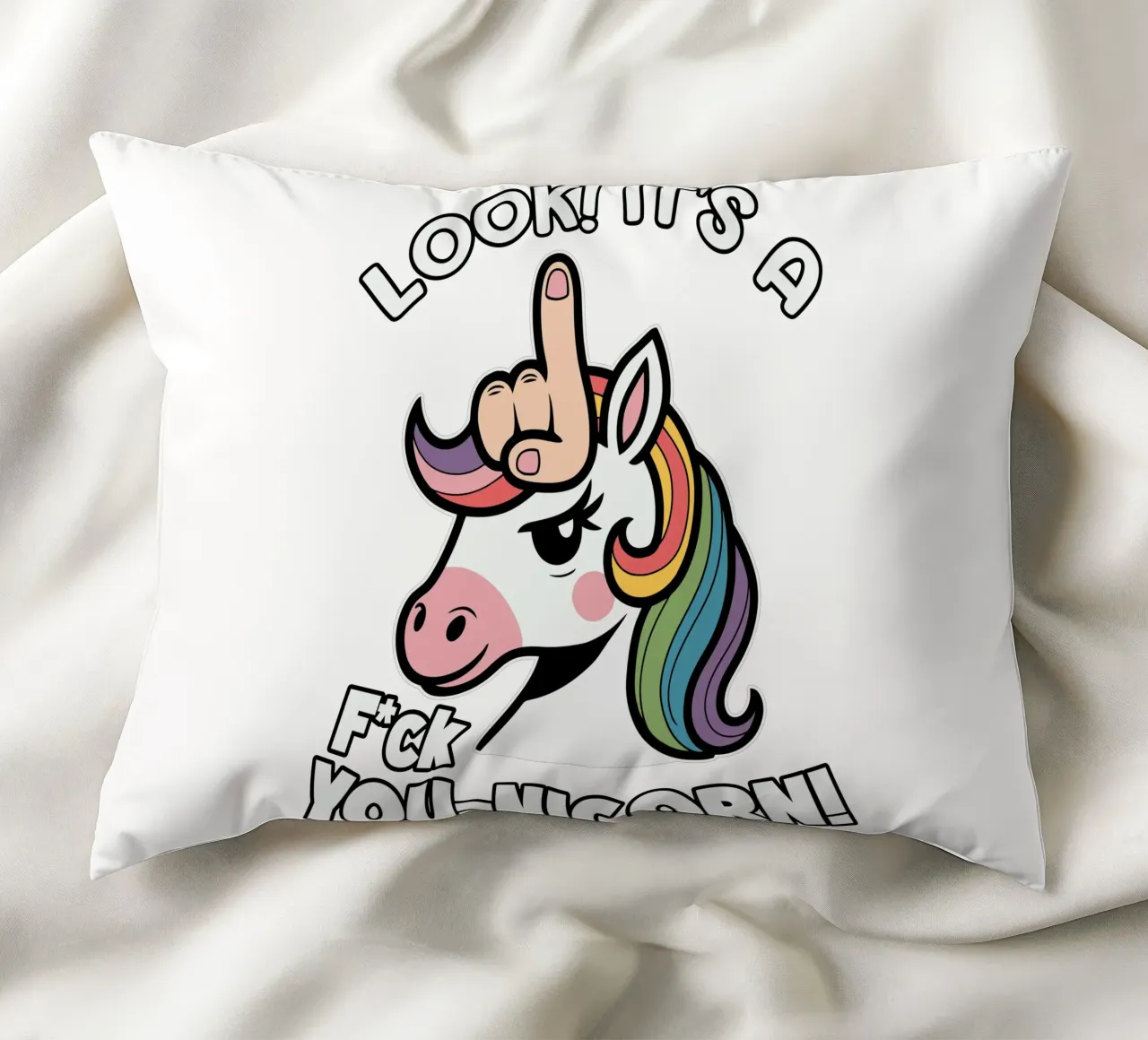 Look! it's a f*ck you-unicorn! cuscino da edsonramosart