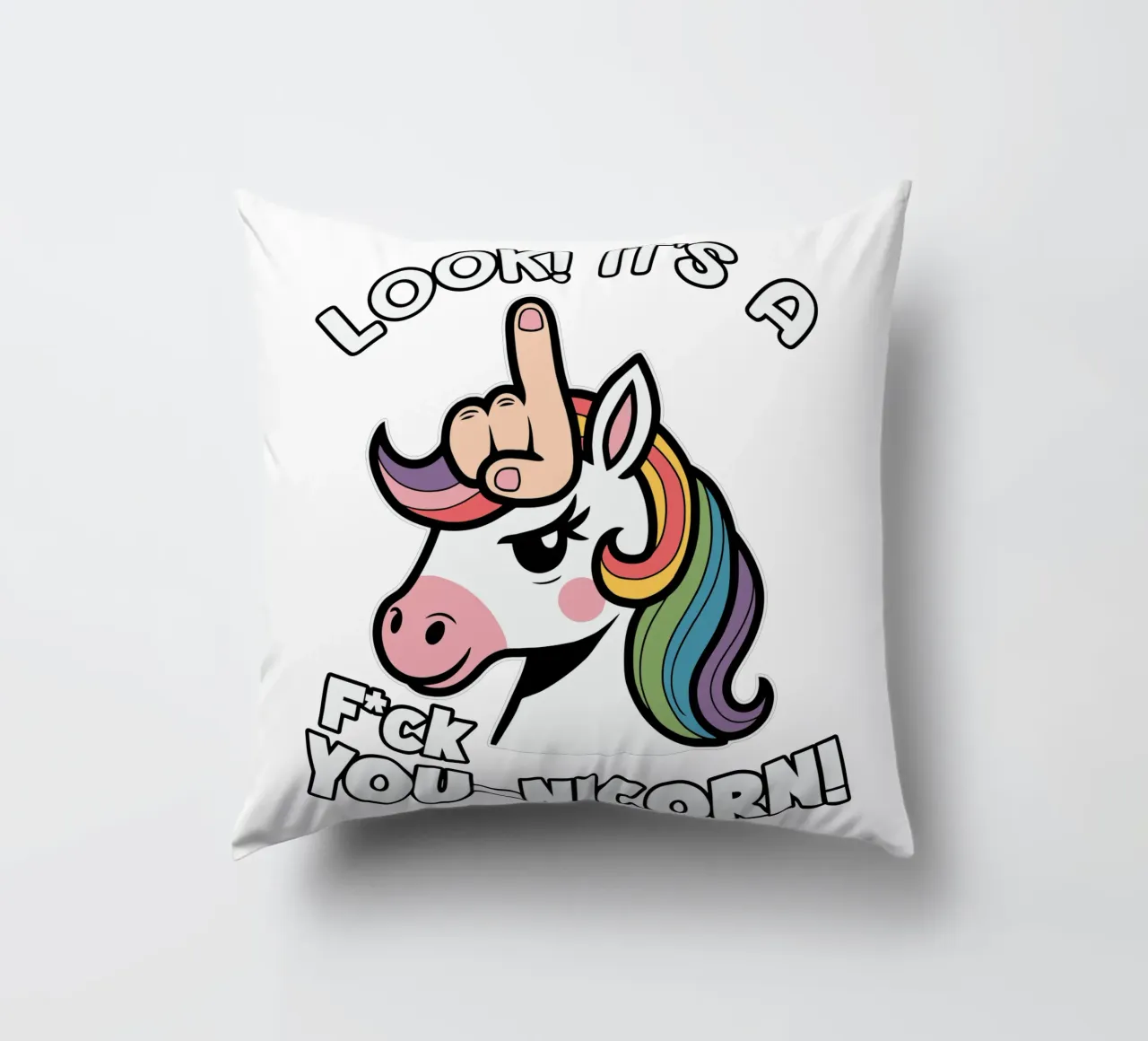 Look! it's a f*ck you-unicorn! cuscino da edsonramosart