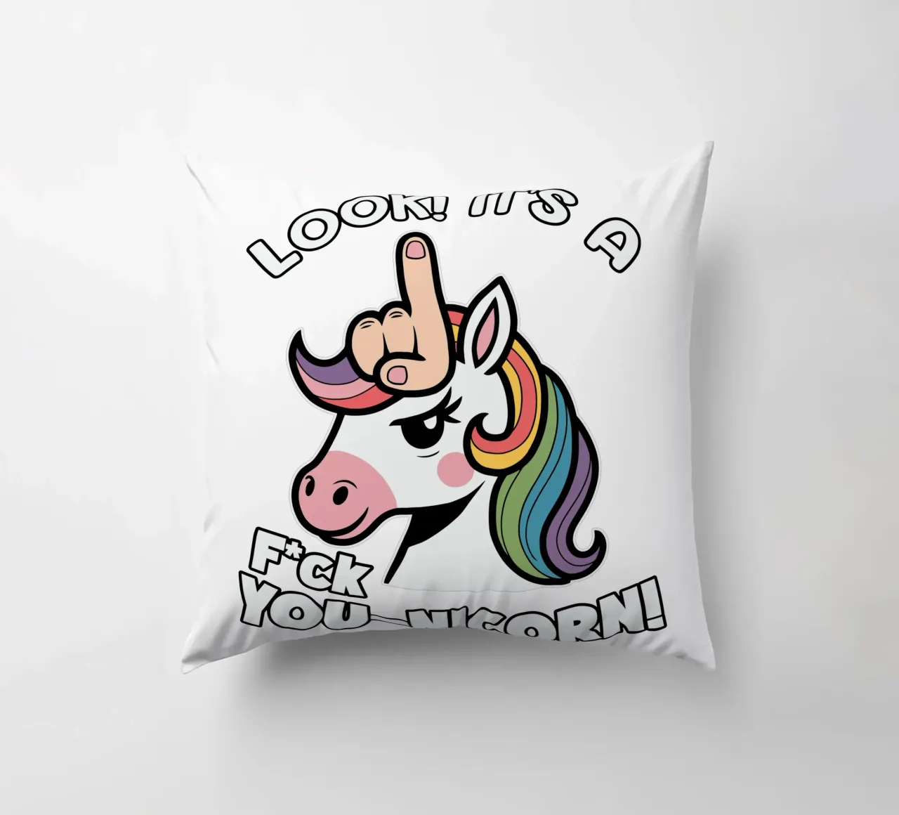 Look! it's a f*ck you-unicorn! cuscino da edsonramosart