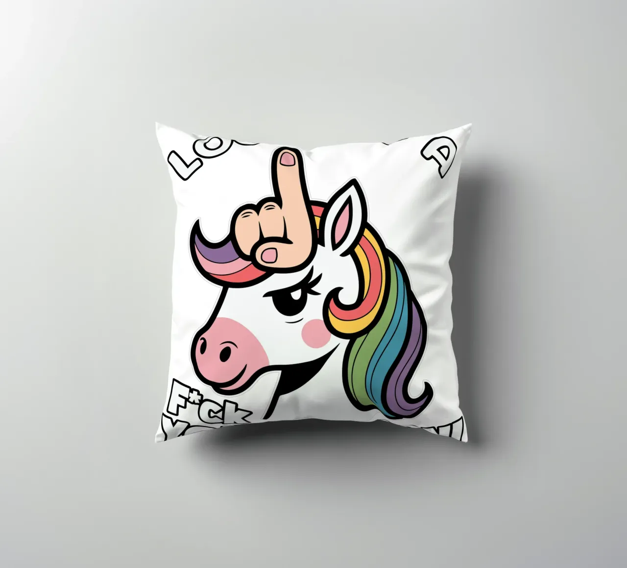 Look! it's a f*ck you-unicorn! cuscino da edsonramosart