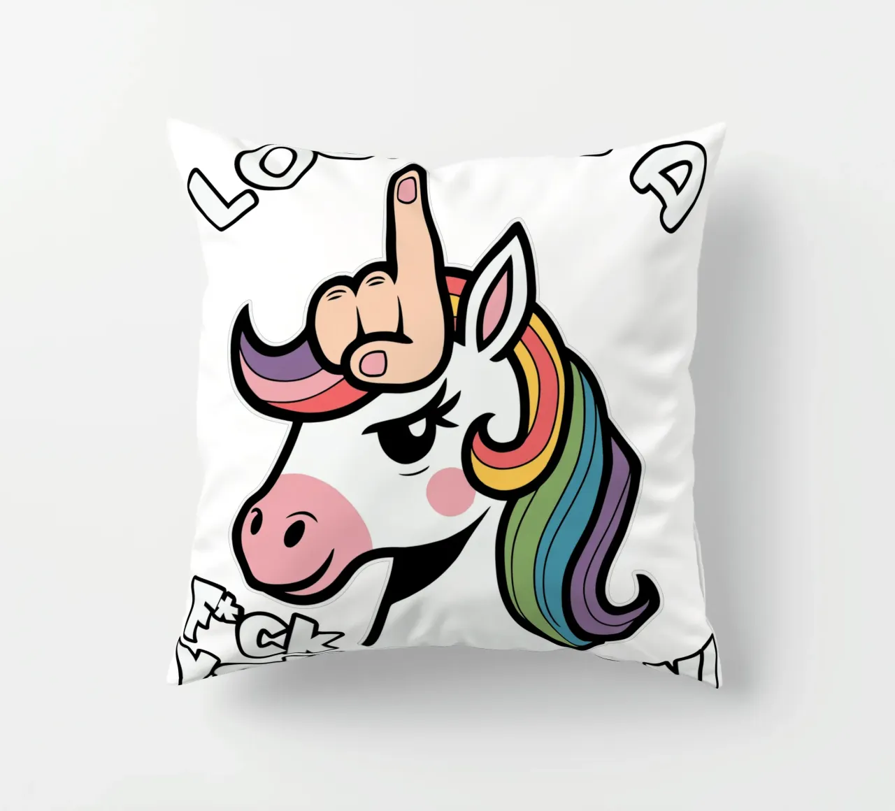 Look! it's a f*ck you-unicorn! cuscino da edsonramosart
