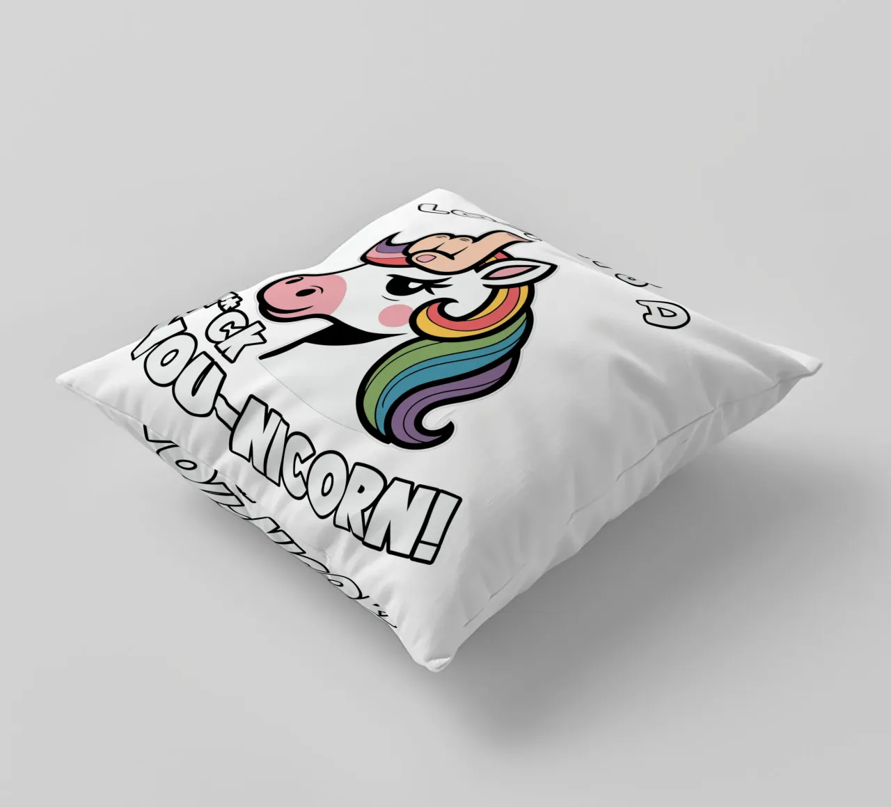 Look! it's a f*ck you-unicorn! cuscino da edsonramosart