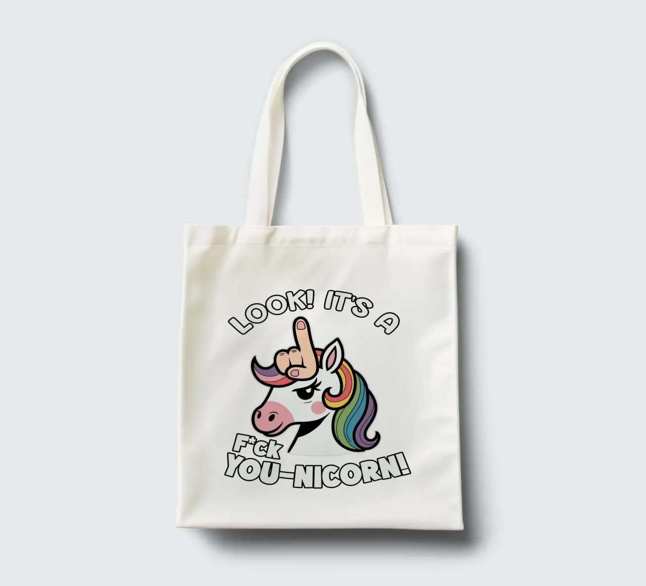 Look! it's a f*ck you-unicorn! borsa in juta da edsonramosart