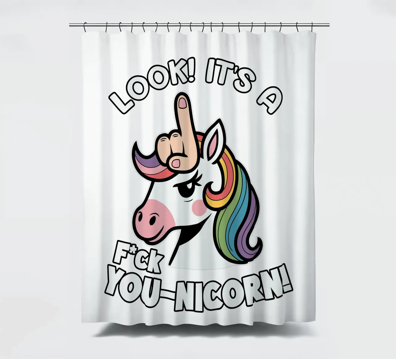Look! it's a f*ck you-unicorn! tenda da doccia da edsonramosart