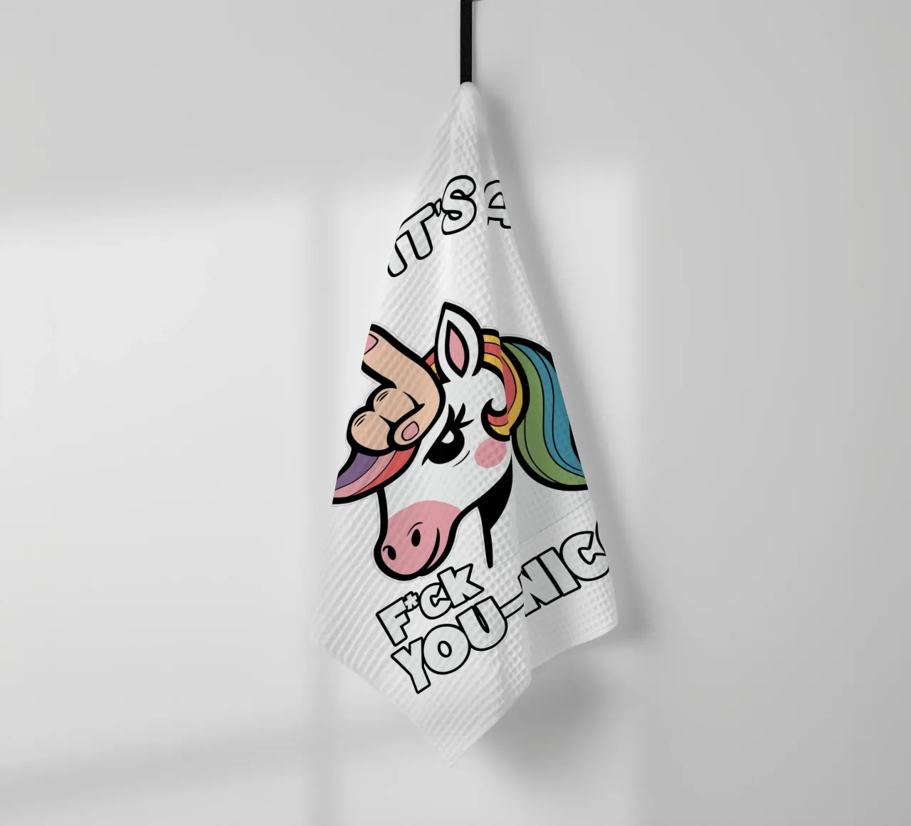 Look! it's a f*ck you-unicorn! canovaccio da cucina da edsonramosart