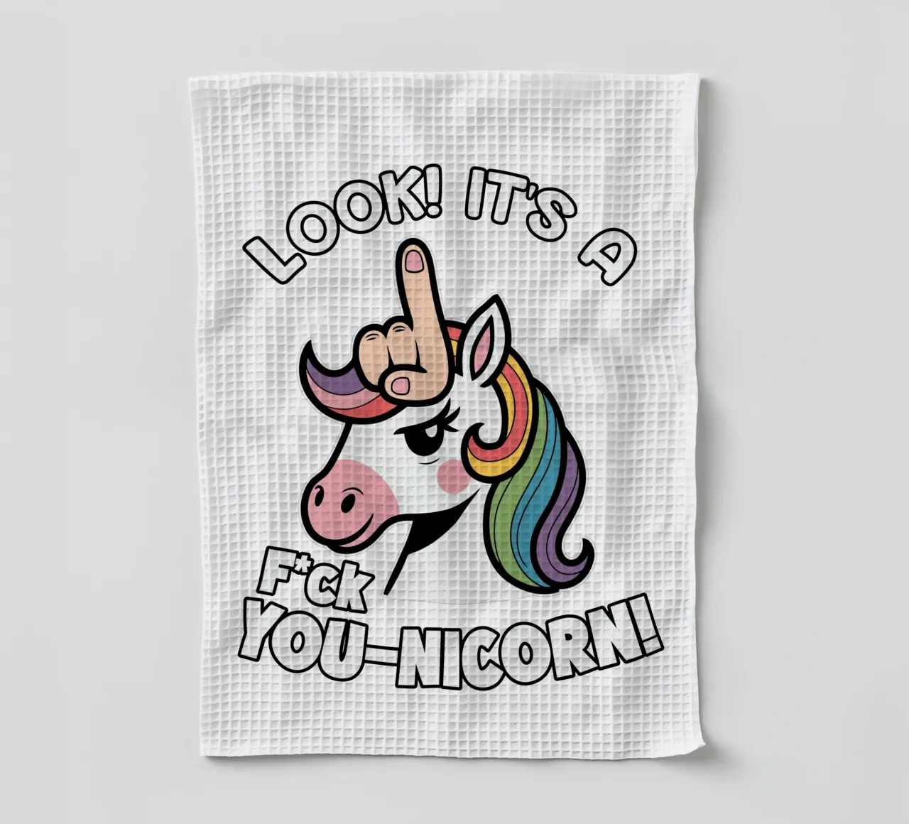 Look! it's a f*ck you-unicorn! canovaccio da cucina da edsonramosart
