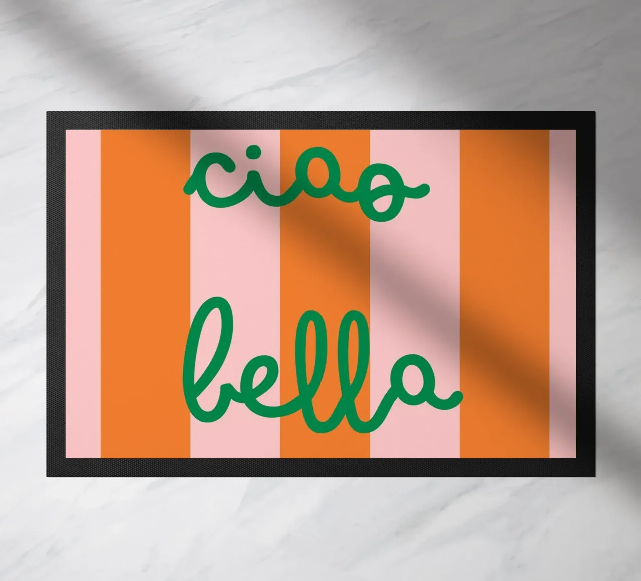 Ciao Bella | Vibrant Orange & Pink Stripes Print zerbino da PrintCessStudio