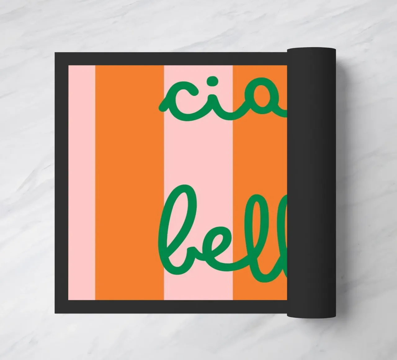 Ciao Bella | Vibrant Orange & Pink Stripes Print zerbino da PrintCessStudio