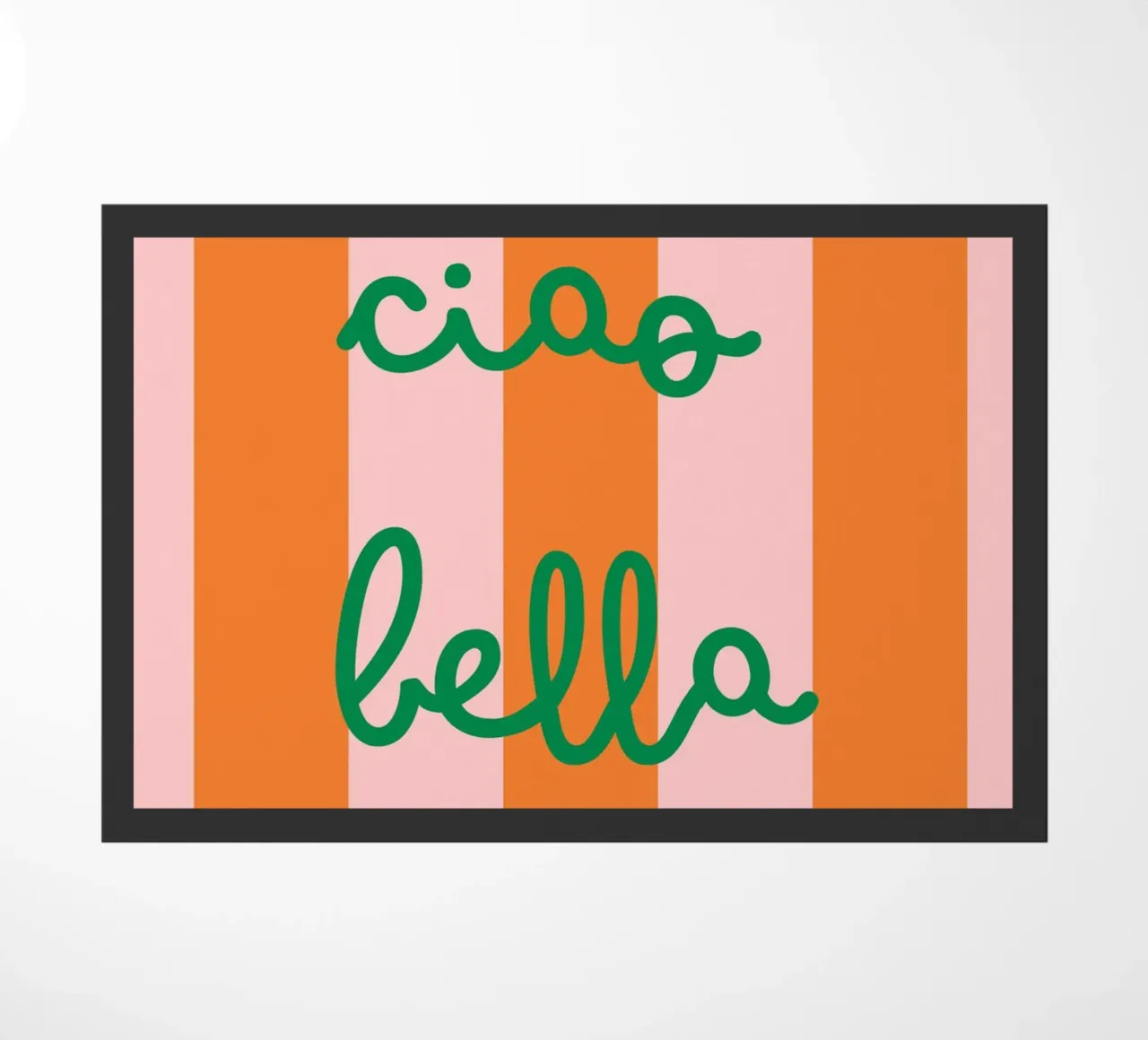 Ciao Bella | Vibrant Orange & Pink Stripes Print zerbino da PrintCessStudio