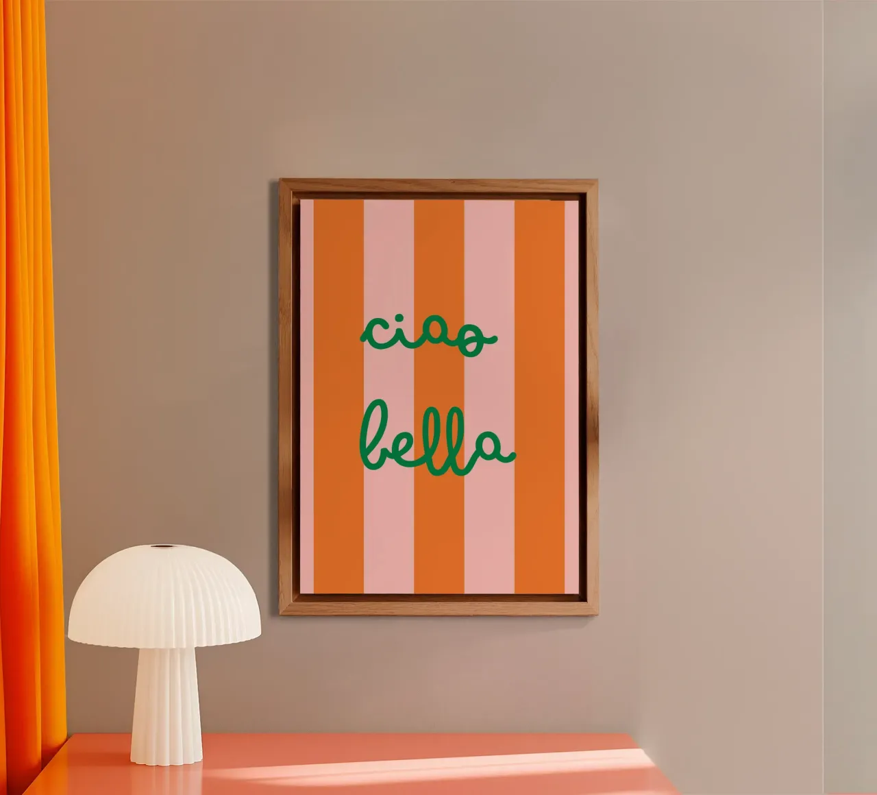 Ciao Bella | Vibrant Orange & Pink Stripes Print alluminio dibond da PrintCessStudio