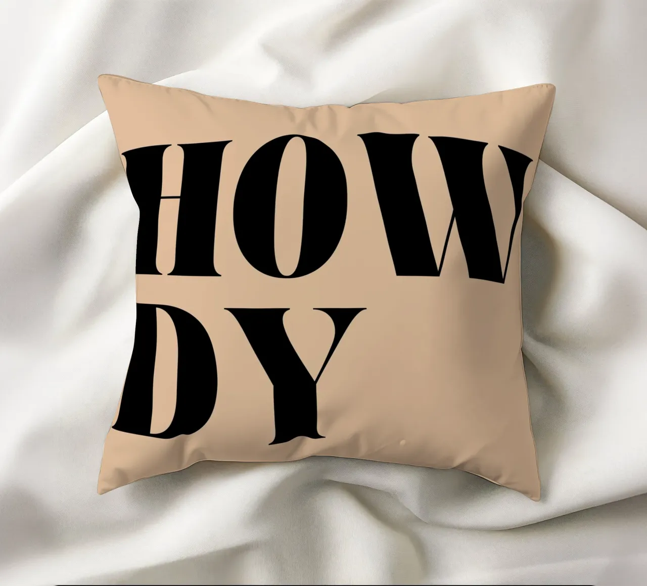 Howdy | Casual & Friendly Statement Print decorative cushion by PrintCessStudio