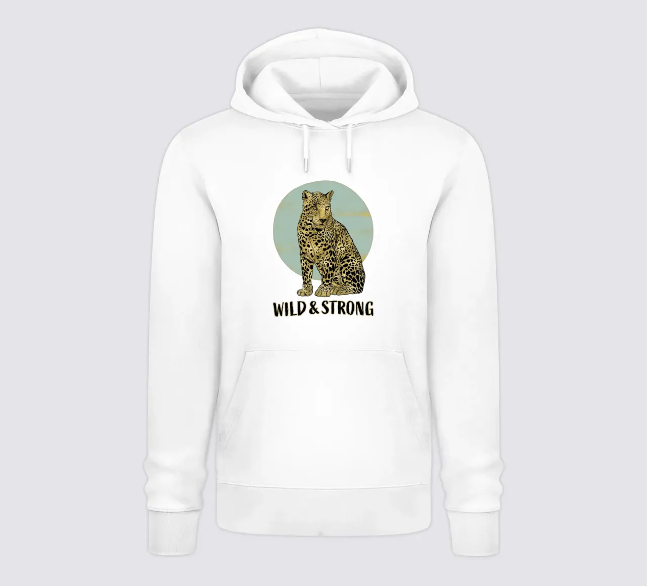 Selvaggio e forte. Maestoso leopardo seduto con refuso. felpa con cappuccio da CalliLetters