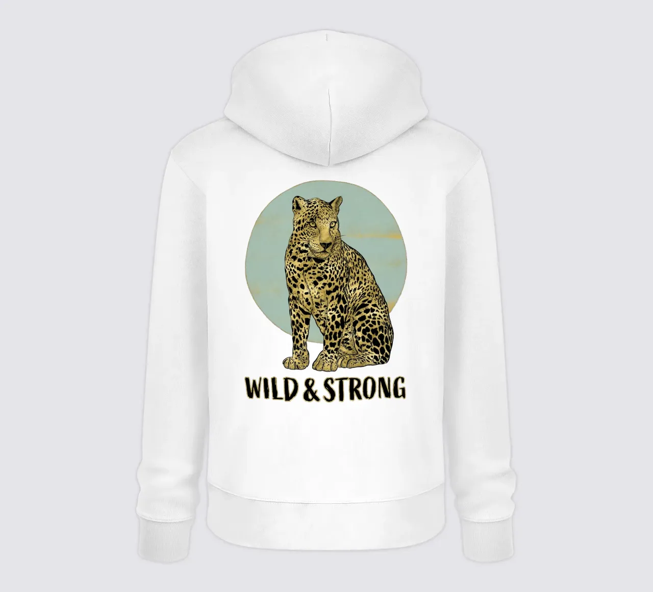 Selvaggio e forte. Maestoso leopardo seduto con refuso. felpa con cappuccio da CalliLetters