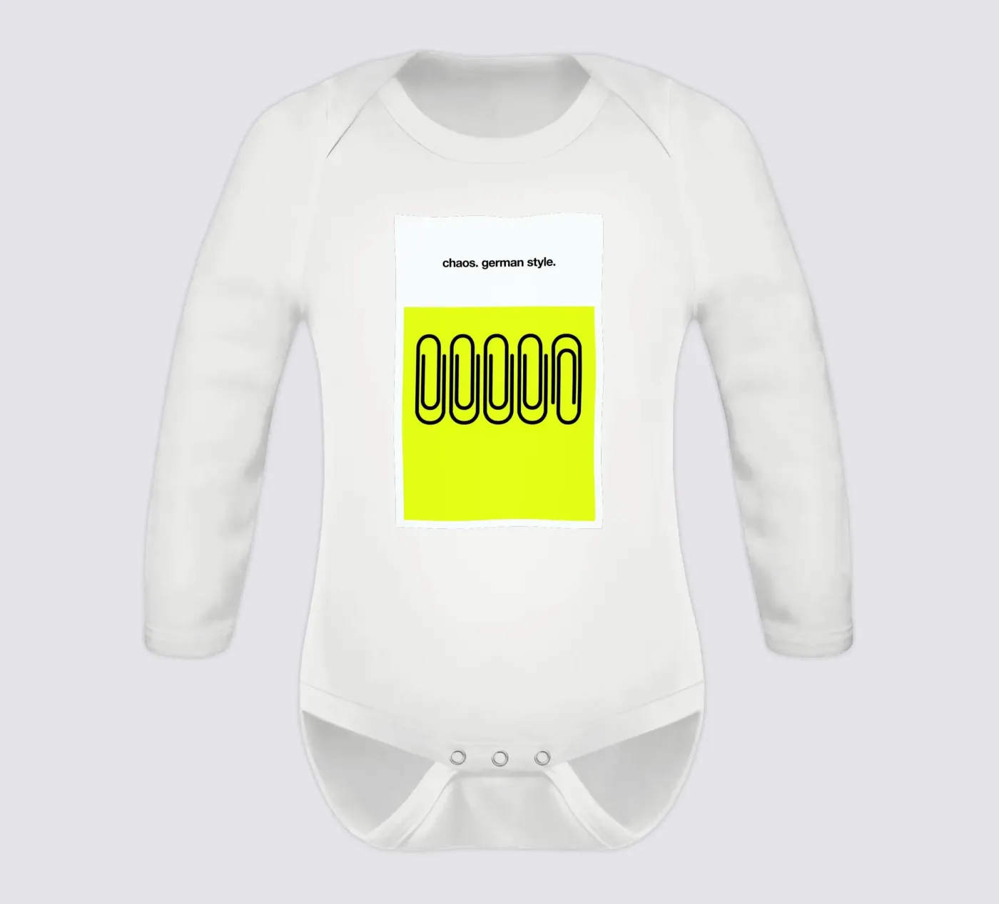 German Chaos long-sleeve baby romper by Kubistika