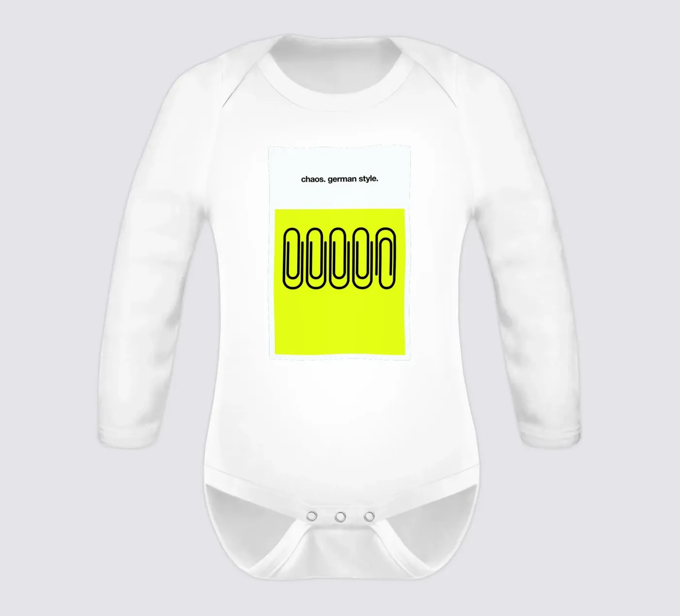 German Chaos long-sleeve baby romper by Kubistika