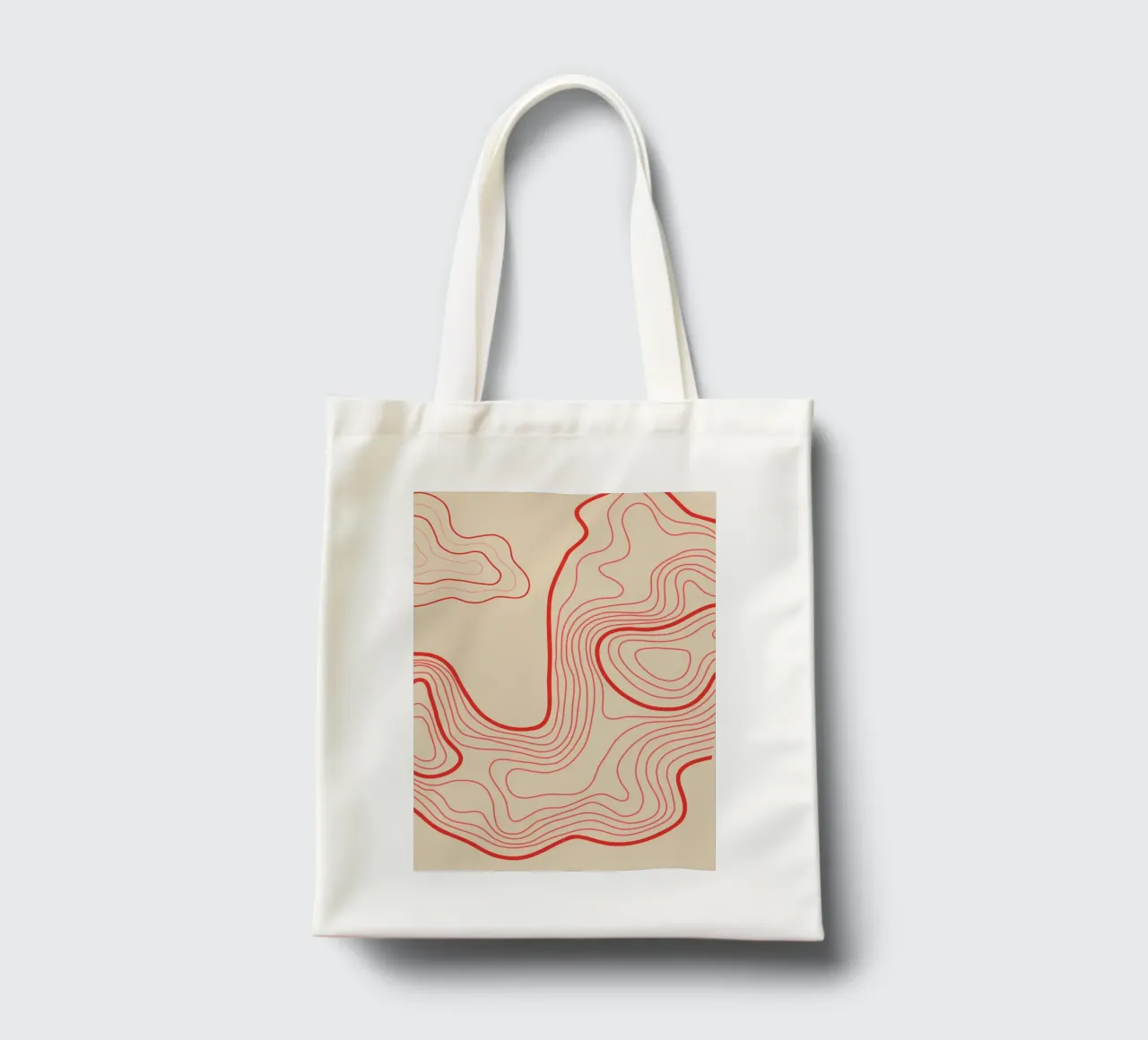 Hypnotic Red Swirl | Artsy Beige Background Print borsa in juta da PrintCessStudio
