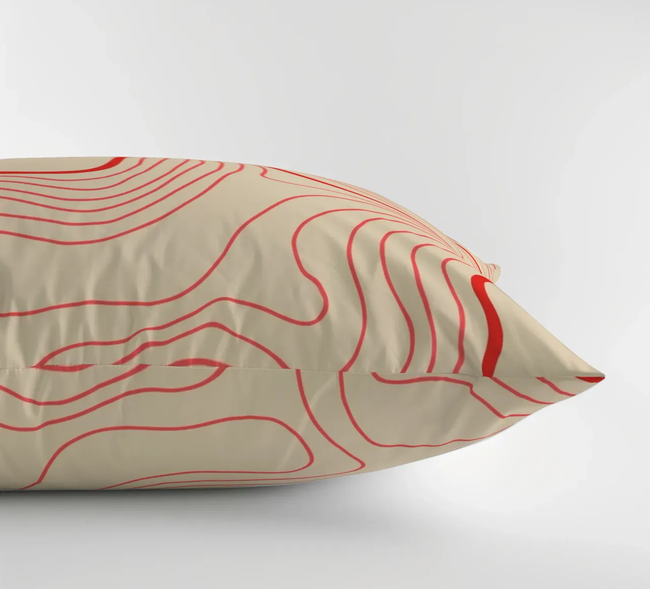 Hypnotic Red Swirl | Artsy Beige Background Print cuscino da PrintCessStudio
