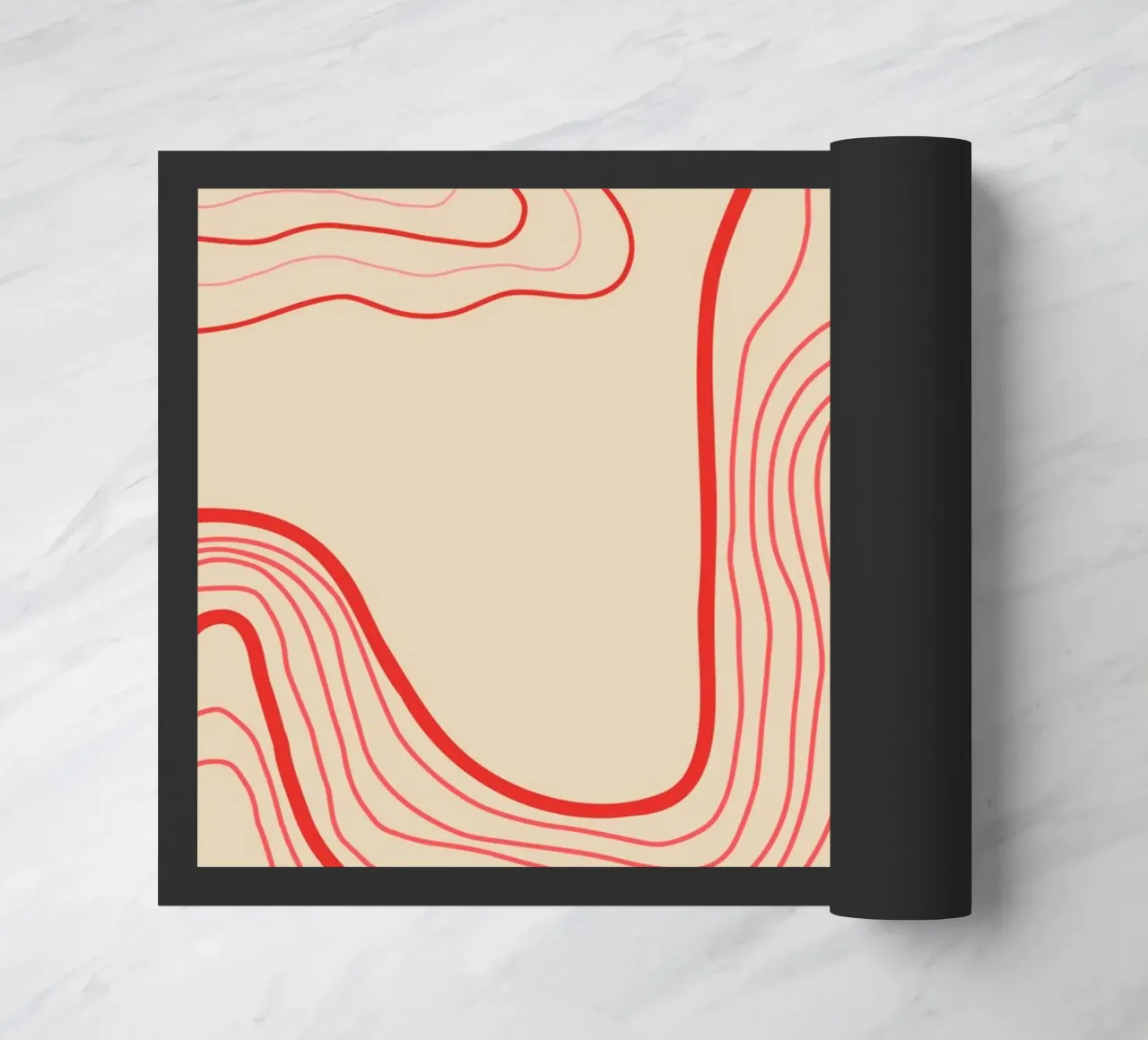 Hypnotic Red Swirl | Artsy Beige Background Print zerbino da PrintCessStudio