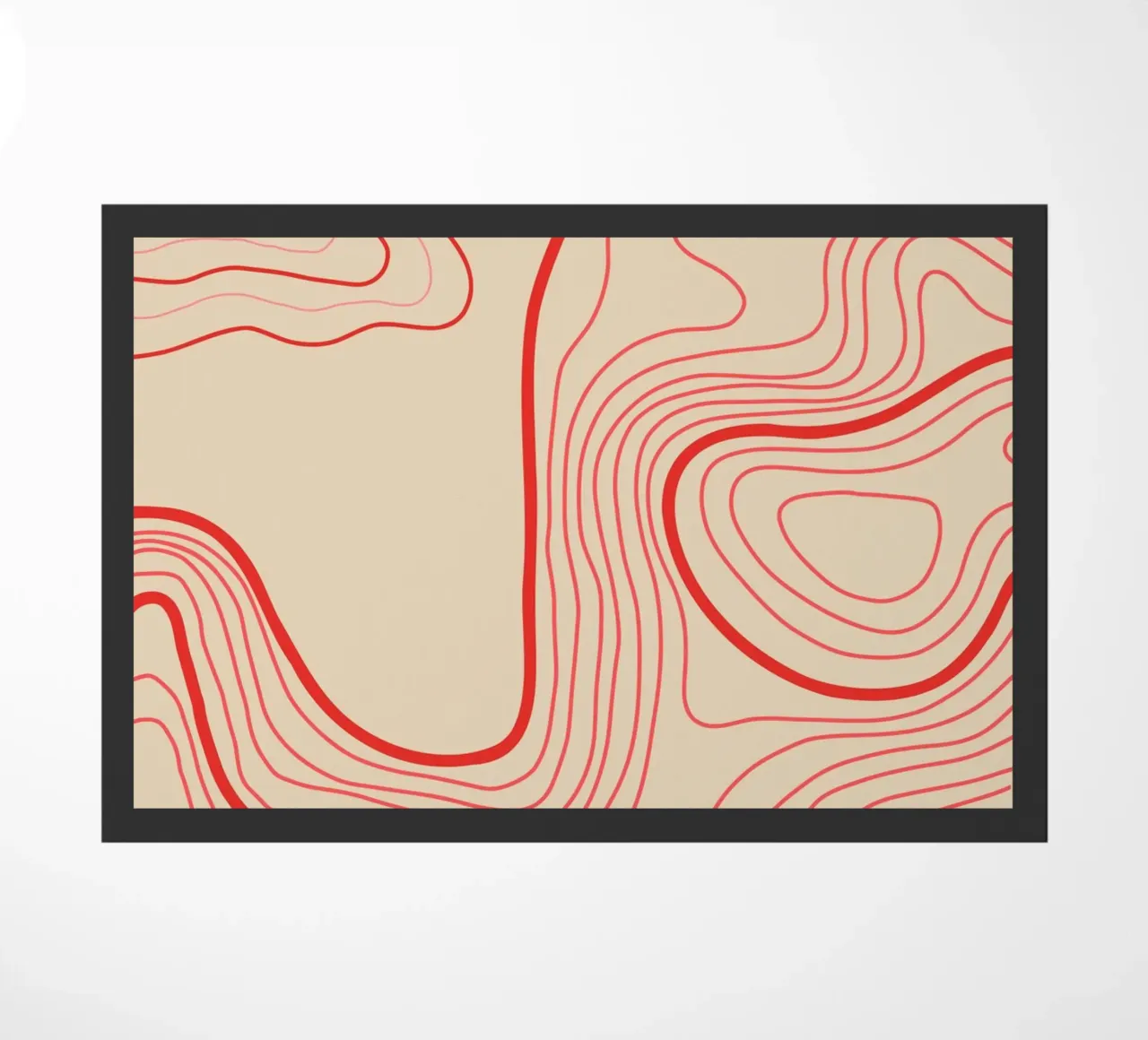 Hypnotic Red Swirl | Artsy Beige Background Print zerbino da PrintCessStudio