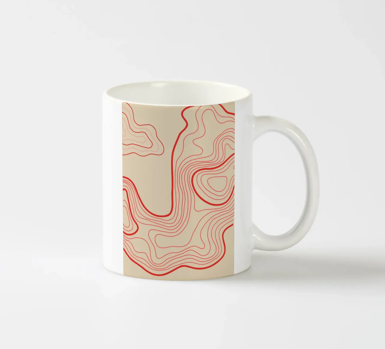 Hypnotic Red Swirl | Artsy Beige Background Print tazza in ceramica da PrintCessStudio