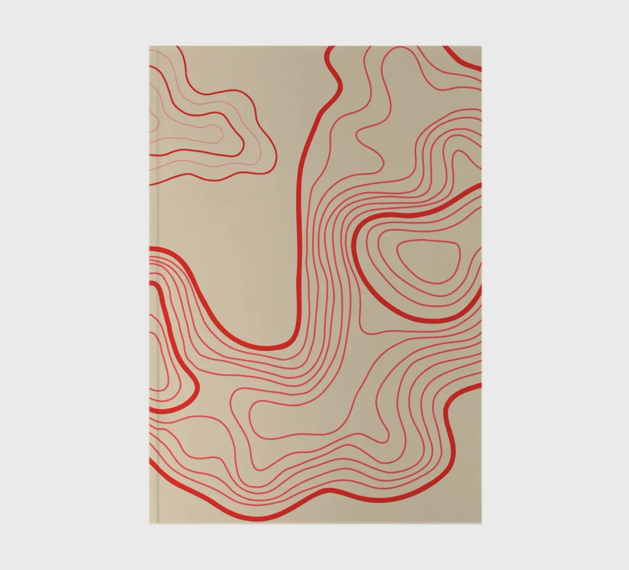 Hypnotic Red Swirl | Artsy Beige Background Print notebook by PrintCessStudio