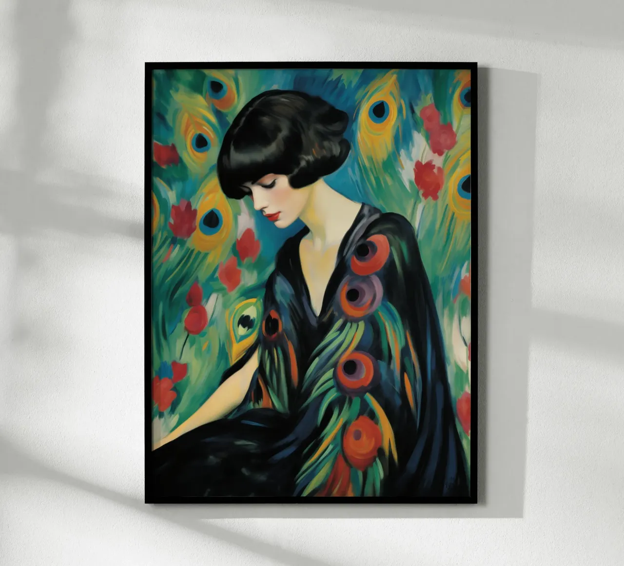 Ritratto di donna pavone | Pittura su tela poster da Autofocus