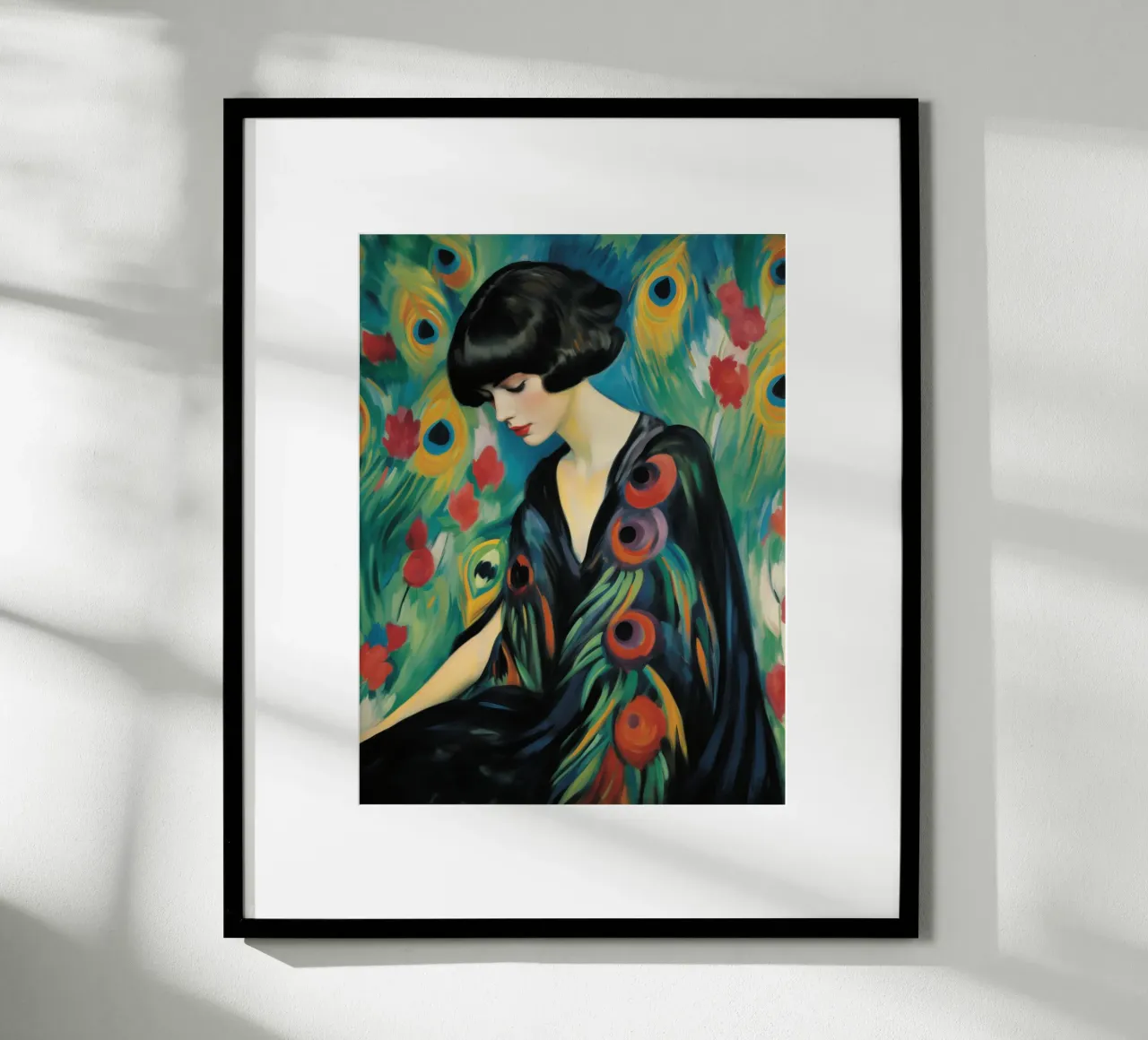 Ritratto di donna pavone | Pittura su tela poster da Autofocus