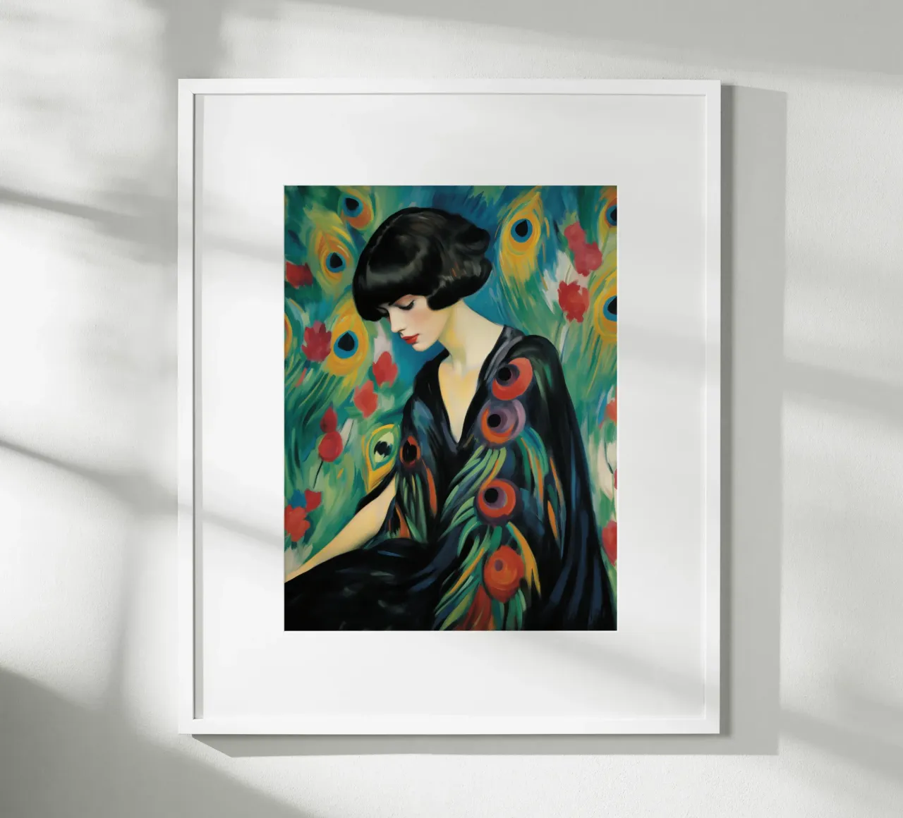 Ritratto di donna pavone | Pittura su tela poster da Autofocus