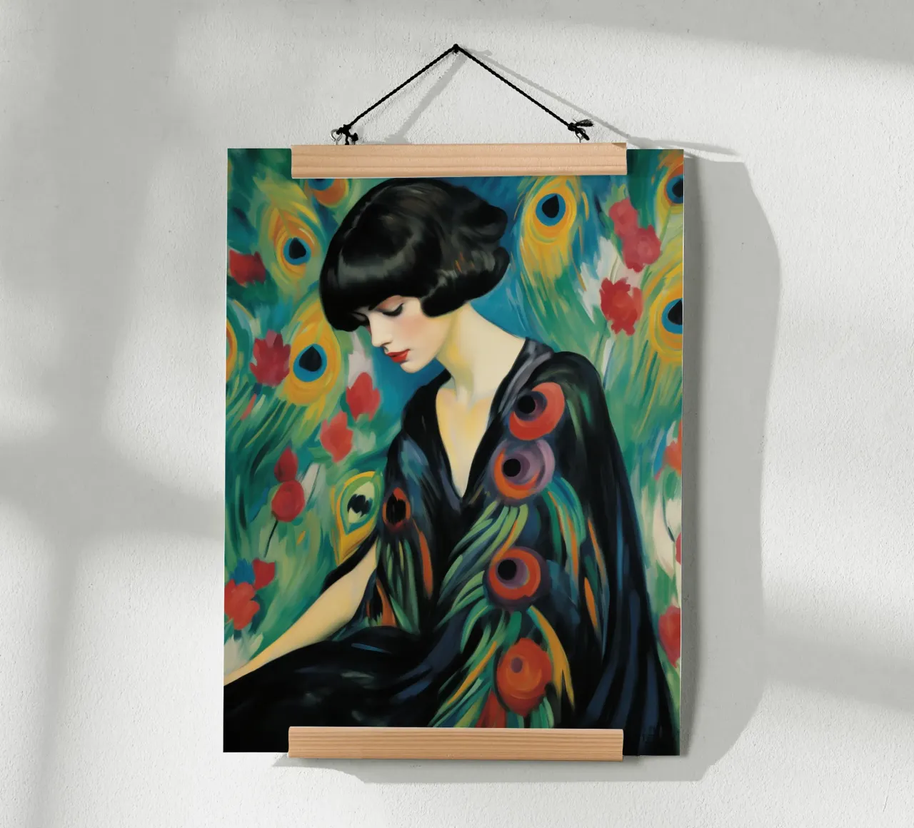 Ritratto di donna pavone | Pittura su tela poster da Autofocus