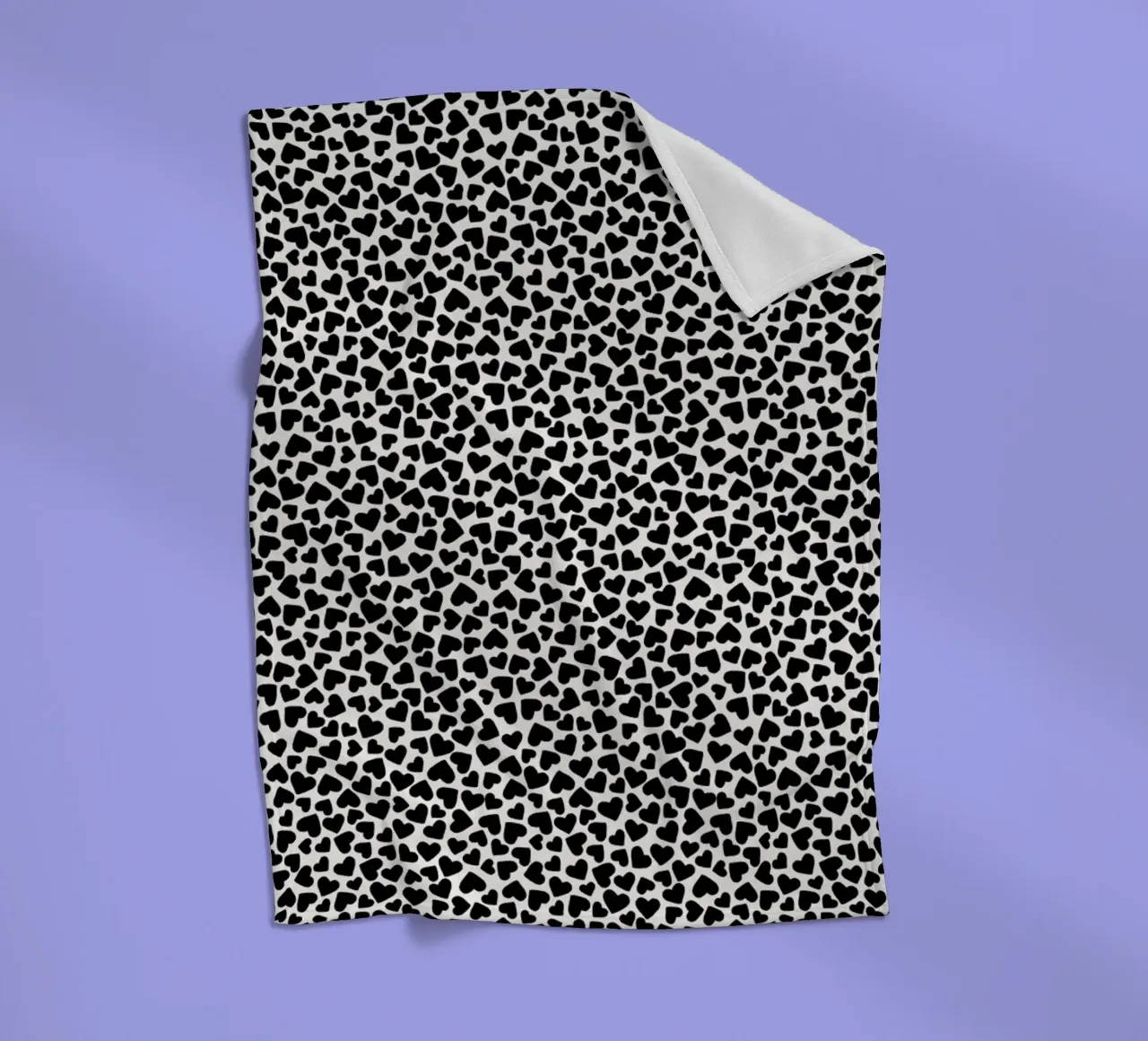 Hearts Black and White fleece blanket by Kind of Style