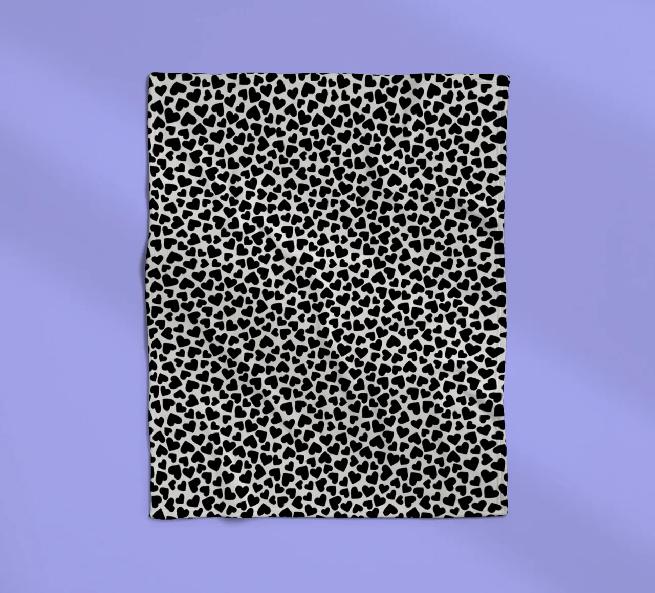 Hearts Black and White fleece blanket by Kind of Style