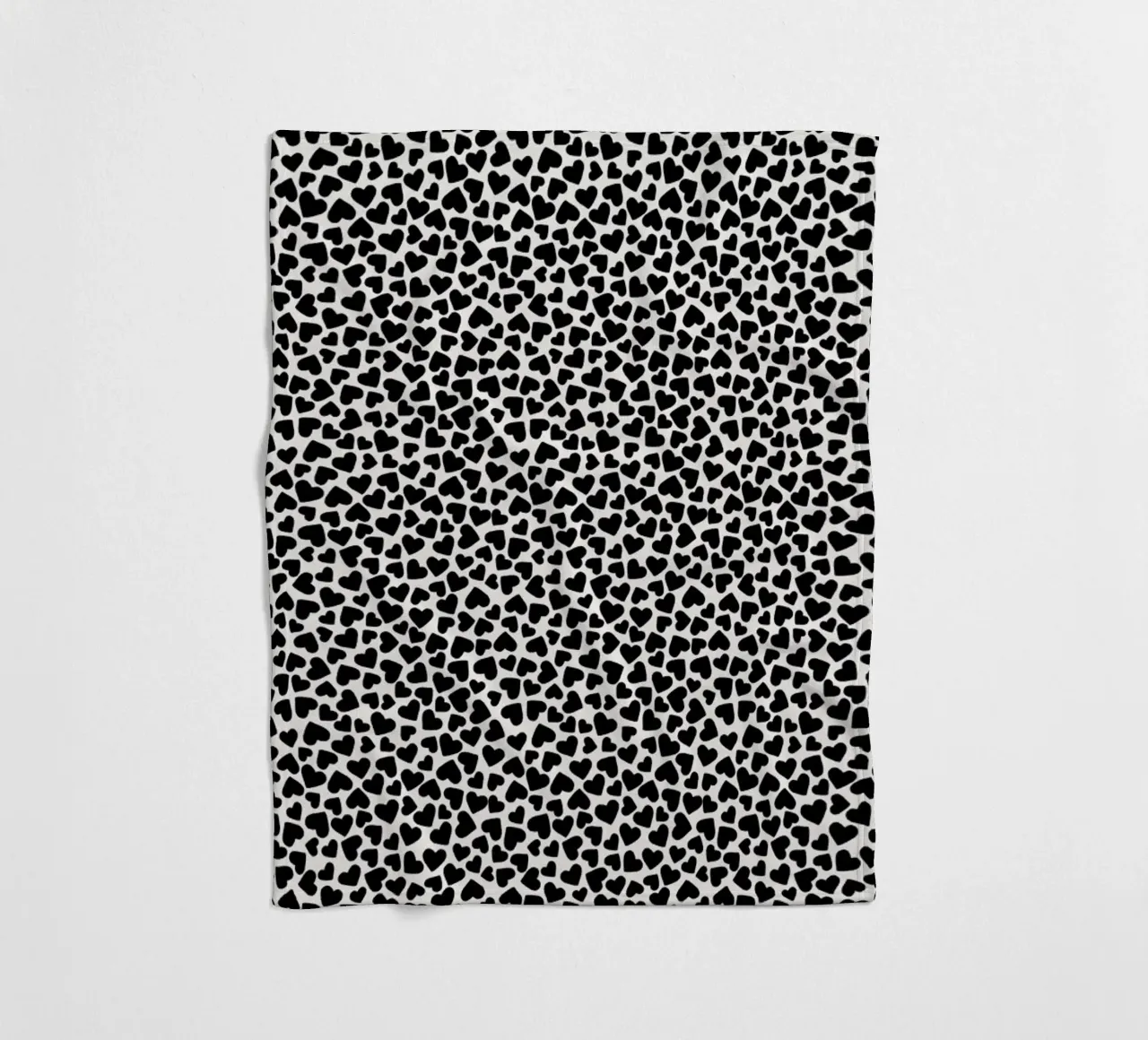 Hearts Black and White fleece blanket by Kind of Style