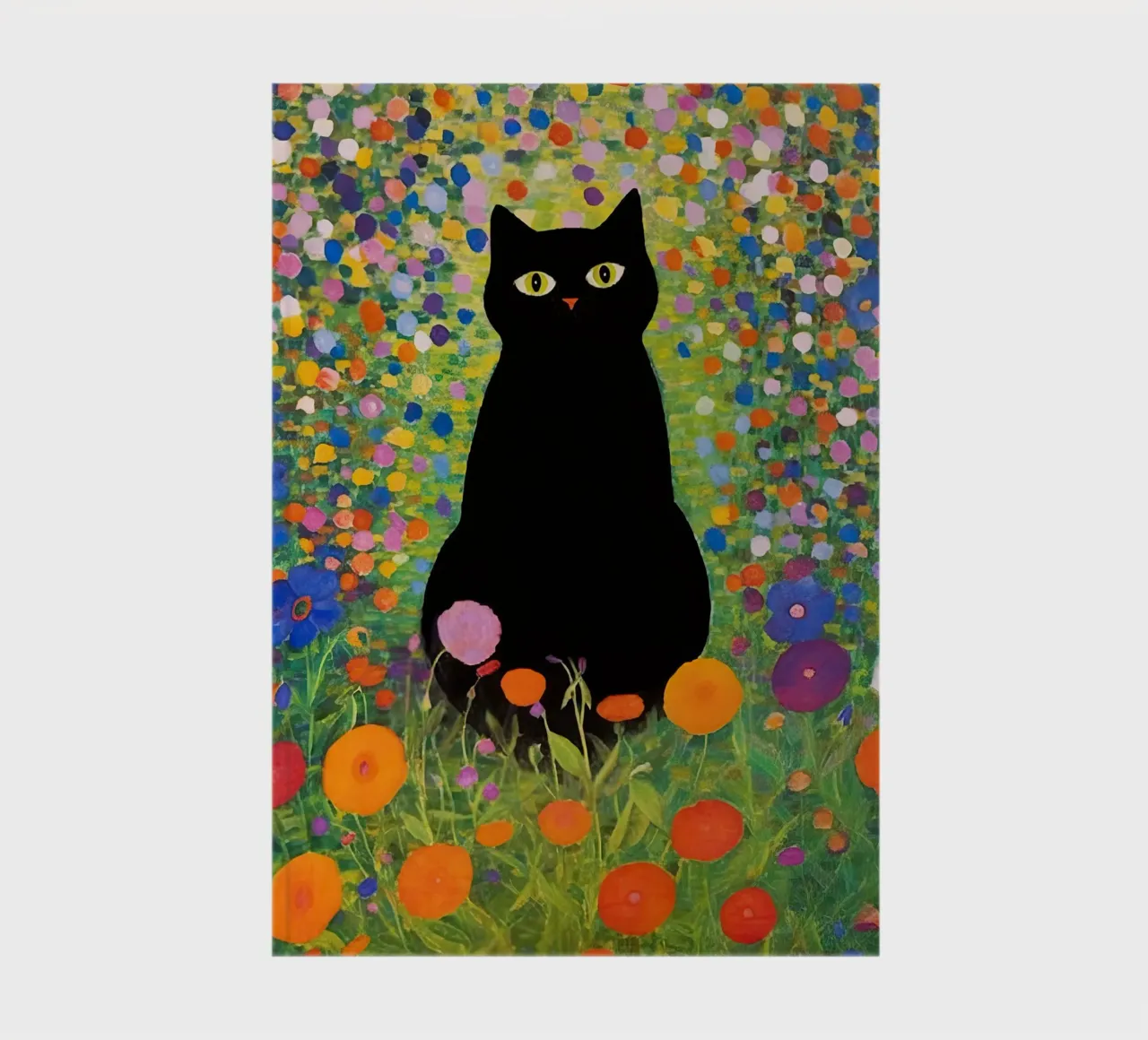 Gustav Klimt Schwarze Katze im Garten sitzend Notizbuch von Peaches Art Prints