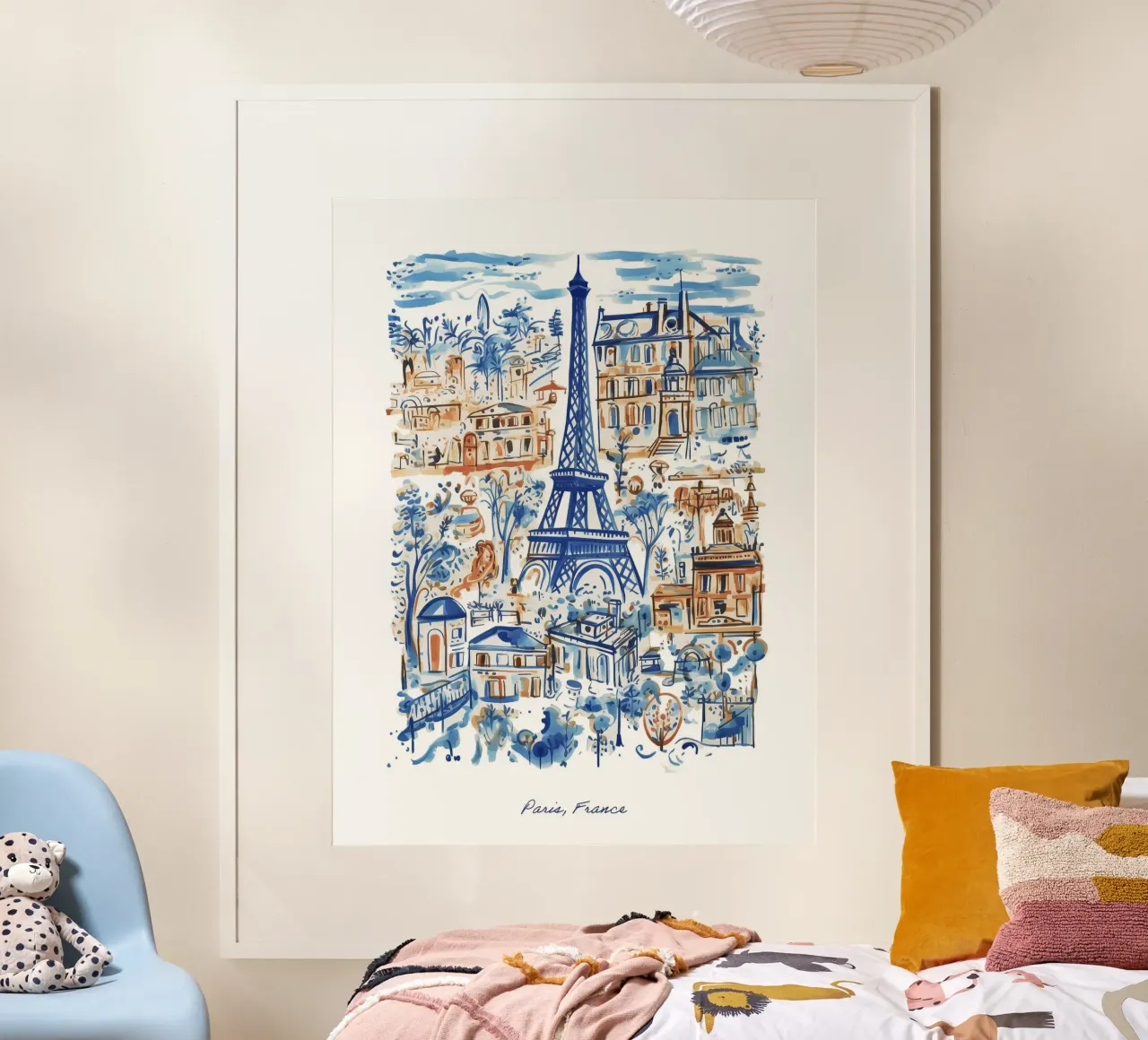 Francia, Parigi, Torre Eiffel, Illustrazione Linea Arte di Viaggio carta hahnemühle da Peaches Art Prints