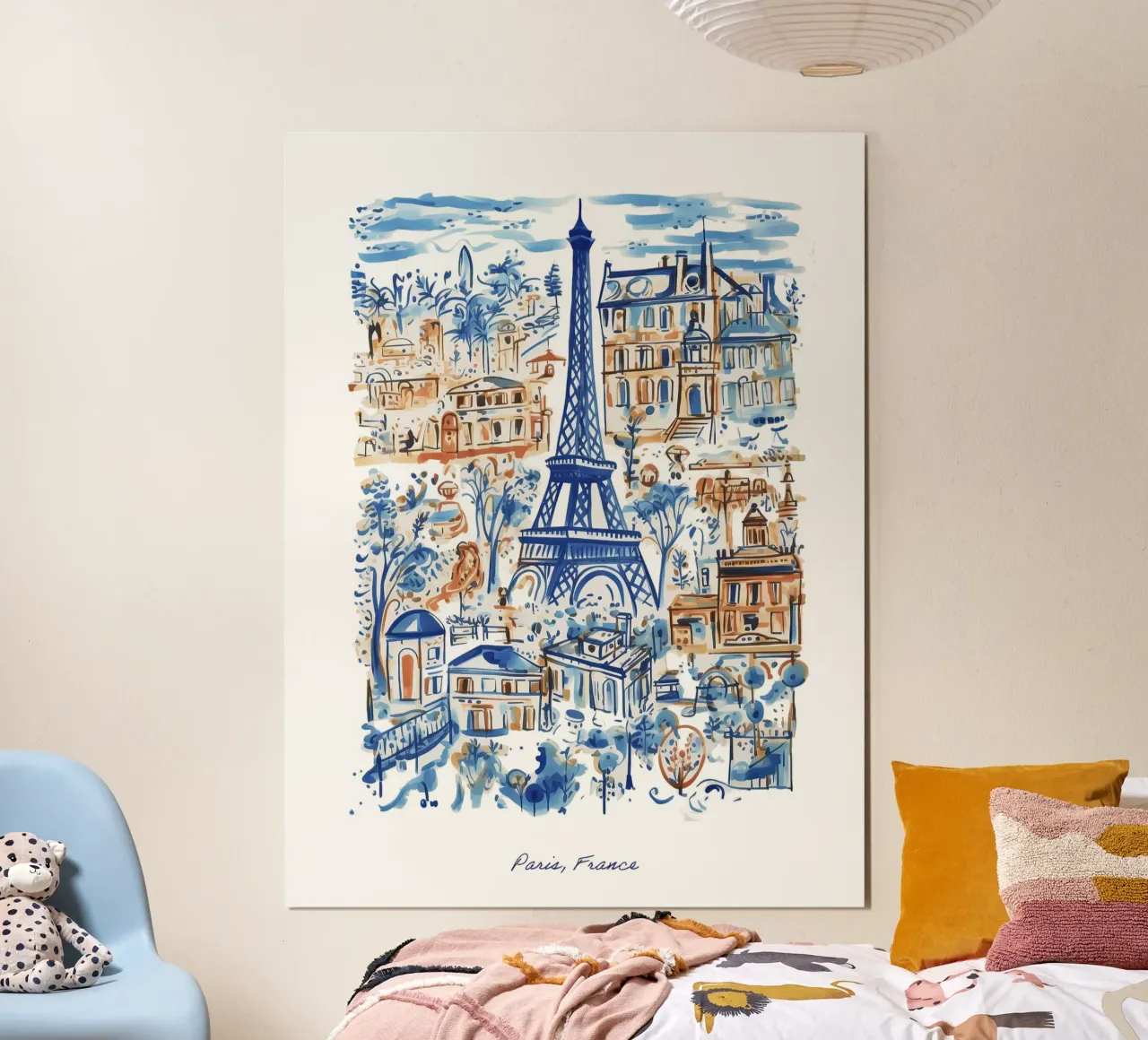 Francia, Parigi, Torre Eiffel, Illustrazione Linea Arte di Viaggio carta hahnemühle da Peaches Art Prints