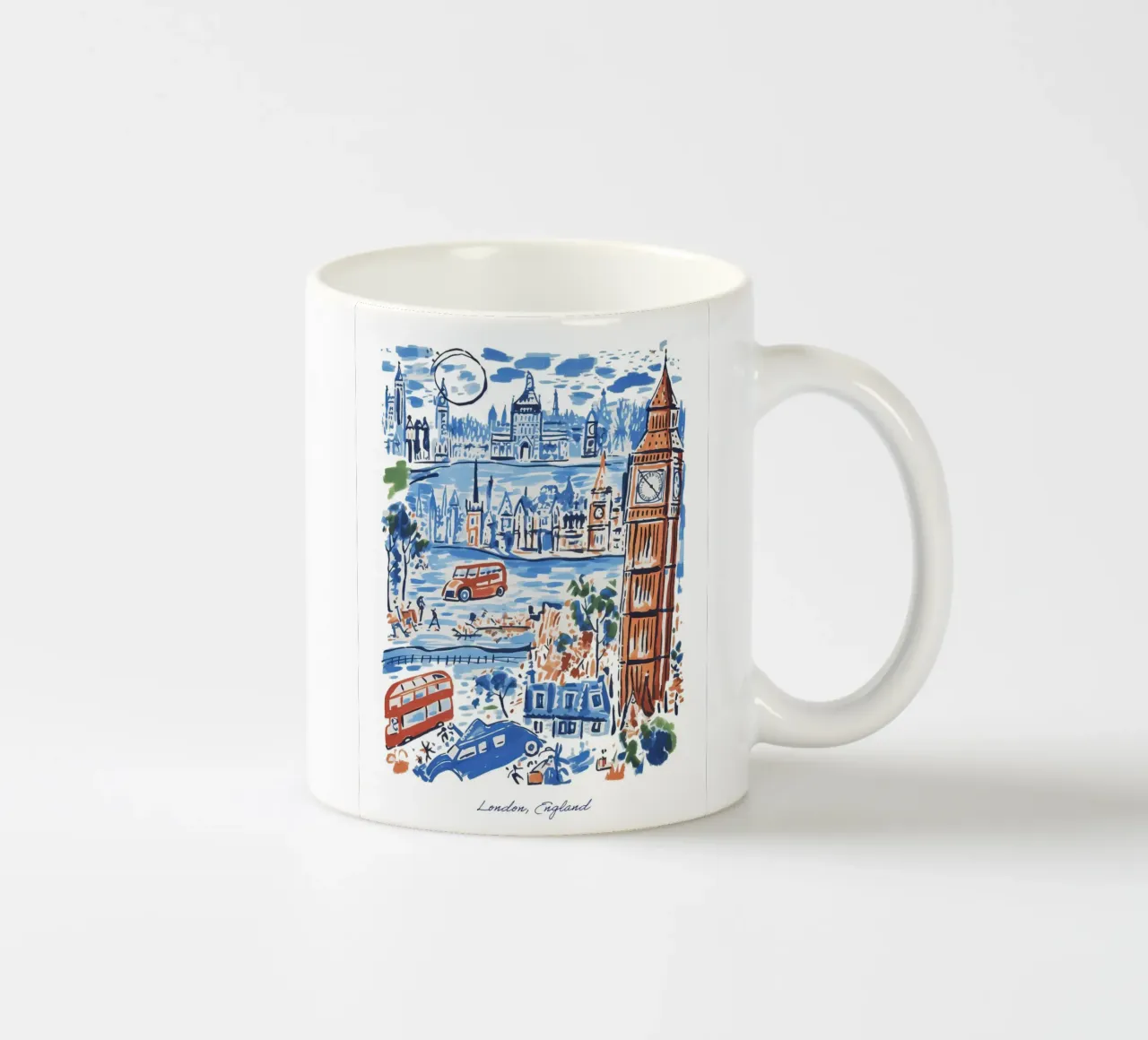 Città di Londra, Inghilterra, Illustrazione Linea Arte di Viaggio tazza in ceramica da Peaches Art Prints